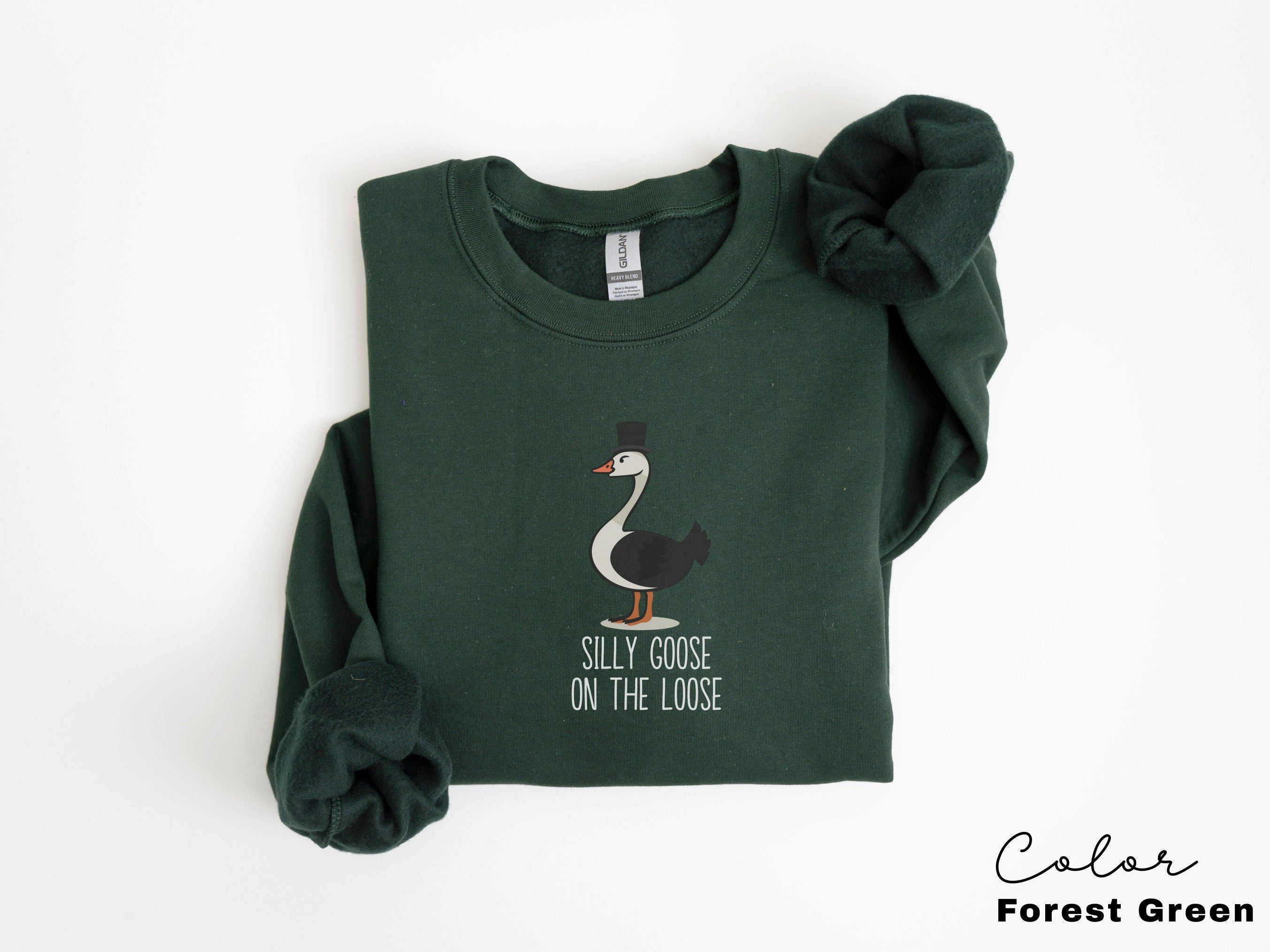 Silly Goose on the Loose Sweatshirt, Funny Goose Outfit, Goose Lover Tee, Goose Couple Clothing, Sarcastic Goose Gifts, Animal Sweatshirt,