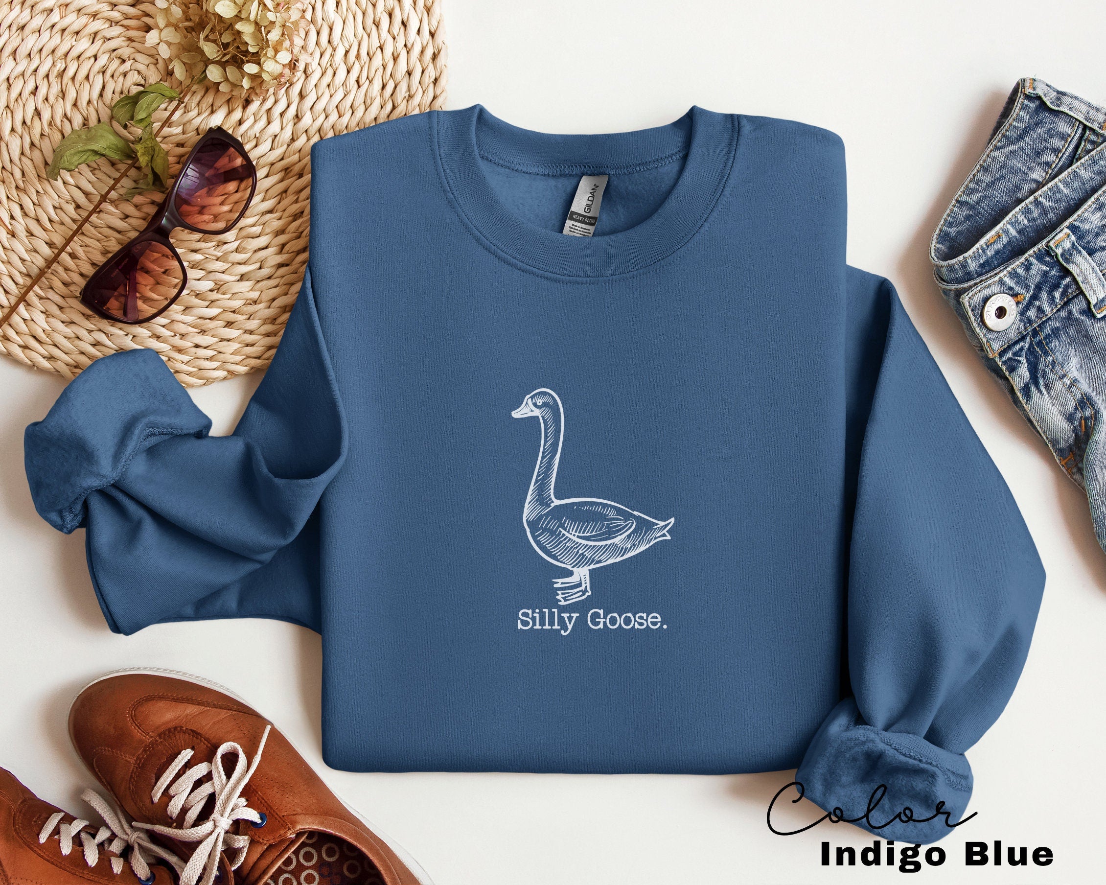 Silly Goose on the Loose Sweatshirt, Funny Goose Outfit, Goose Lover Tee, Goose Couple Clothing, Sarcastic Goose Gifts, Animal Sweatshirt,