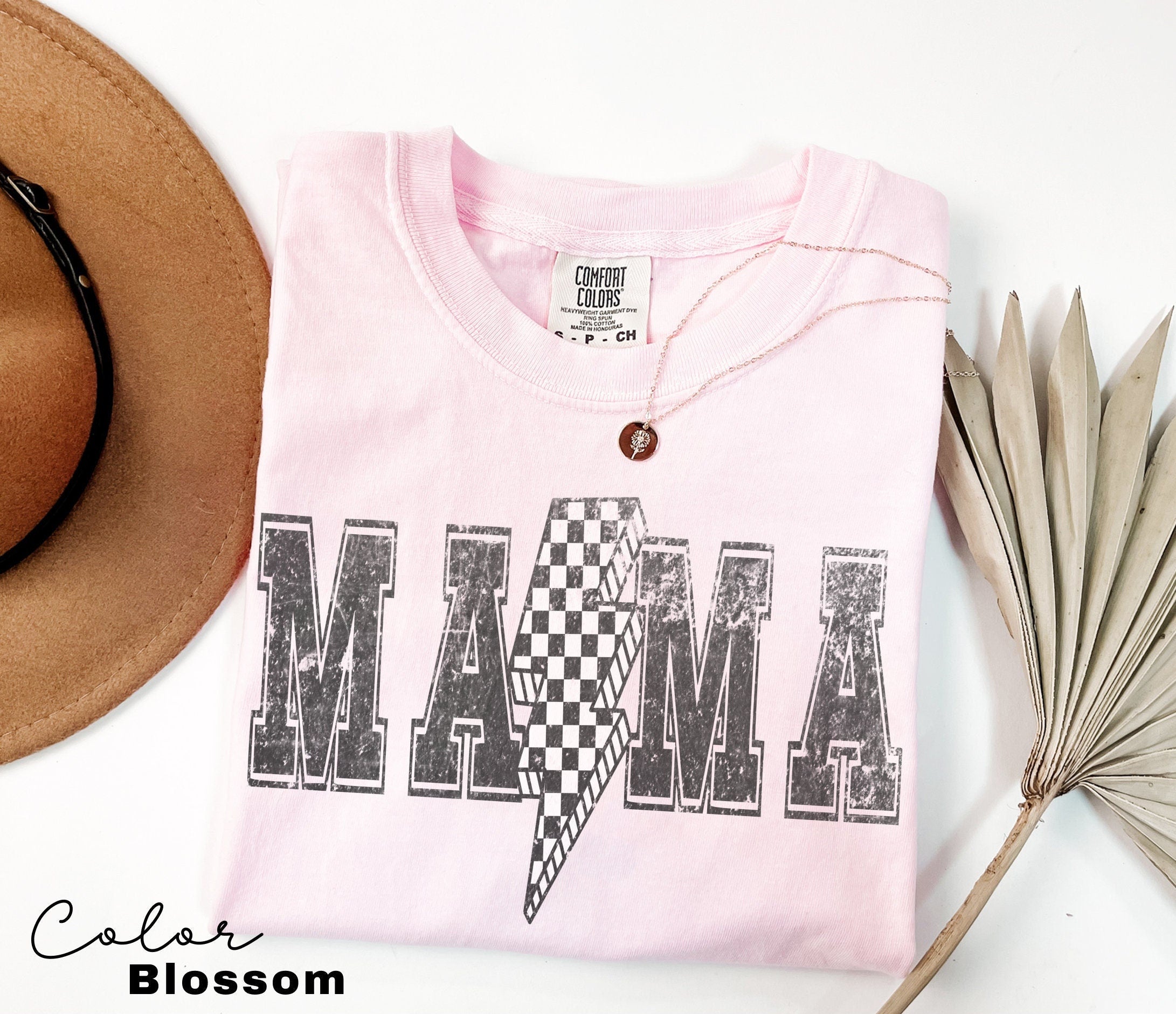 Lightning Bolt Mama Shirt, Retro Mom Tee, Trendy Mama Shirt, Checkered Retro, Shirts for Moms, Comfort Colors Tee, 90s Retro Style,