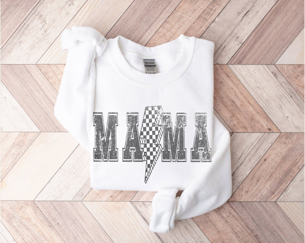 Lightning Bolt Mama Sweatshirt, Retro Mom, Trendy Mama, Checkered Retro Sweatshirt, 90s Retro Style, Vintage Sweatshirt