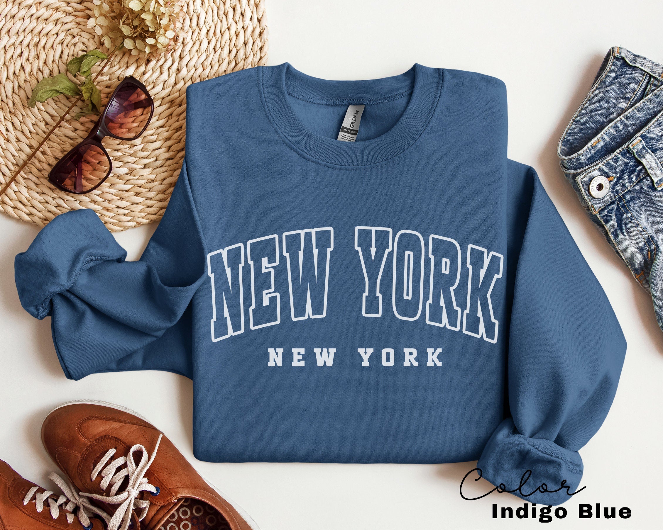 Preppy New York Sweatshirt, New York Pullover, Vintage Varsity Aesthetic, Trendy Travel Destination Gift, Unisex Crewneck Sweatshirt, NYC,