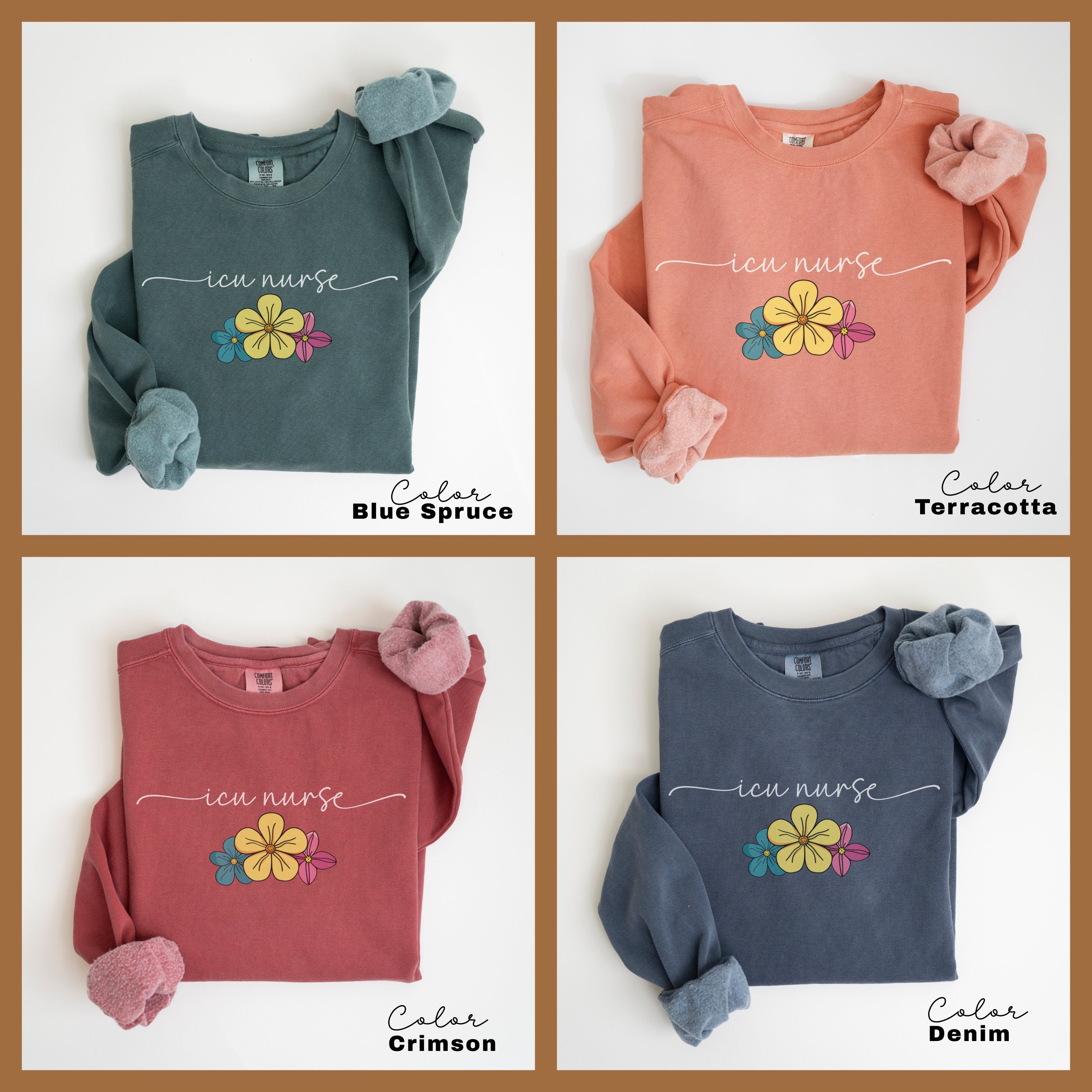 Floral ICU Nurse Sweatshirt, Comfort Colors Sweatshirt, ICU Nurse Sweater, Icu Critical Care, Intensive Care Unit Gift, Icu Nurse Crewneck,
