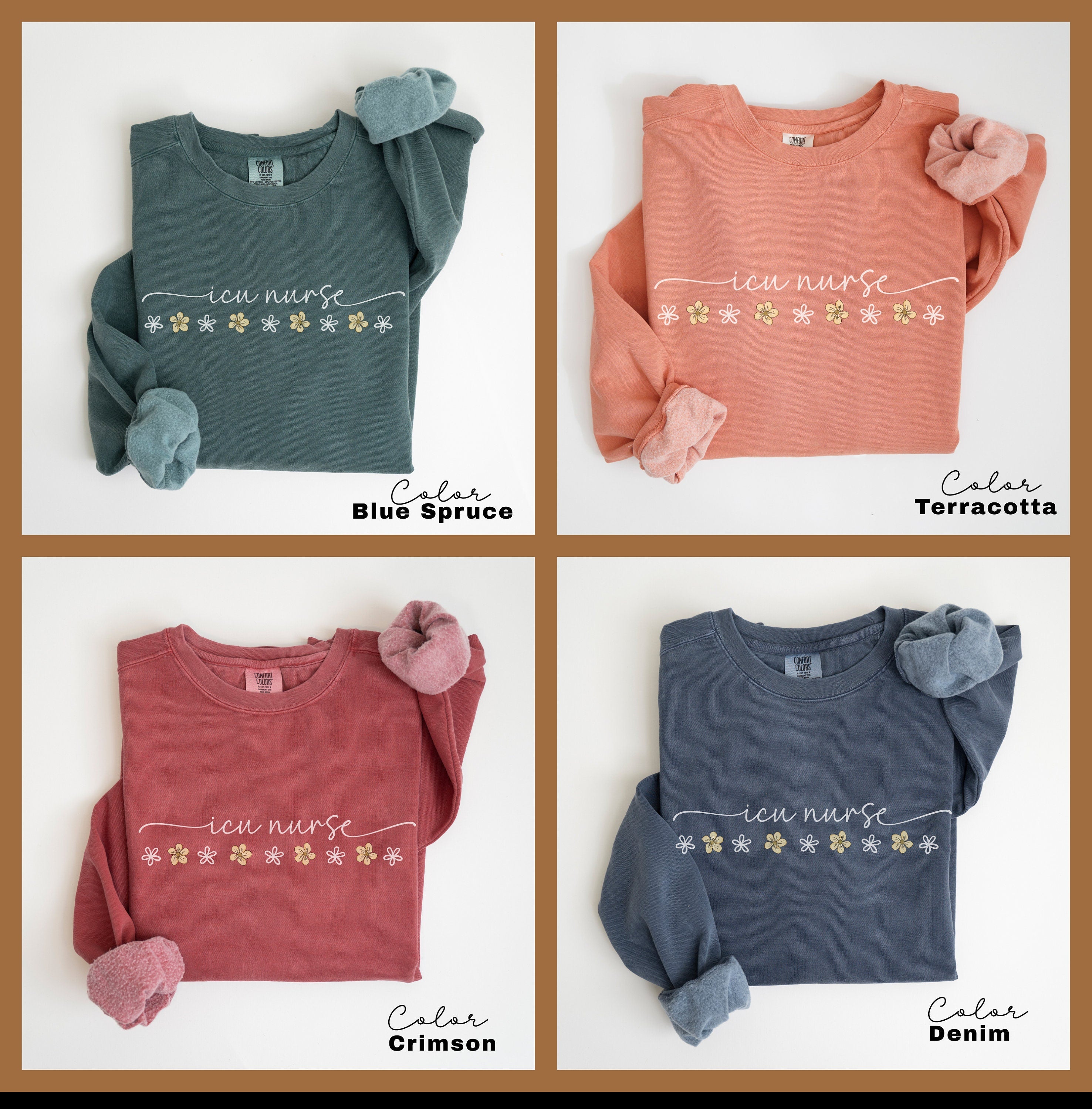 Floral ICU Nurse Sweatshirt, Comfort Colors Sweatshirt, ICU Nurse Sweater, Icu Critical Care, Intensive Care Unit Gift, Icu Nurse Crewneck,