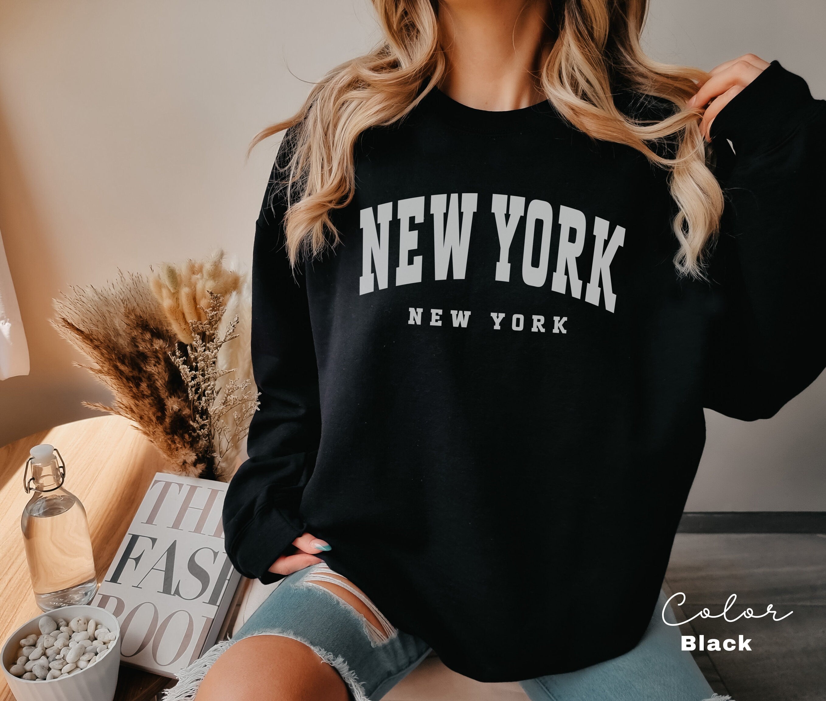 Preppy New York Sweatshirt, New York Pullover, Vintage Varsity Aesthetic, Trendy Travel Destination Gift, Unisex Crewneck Sweatshirt, NYC,