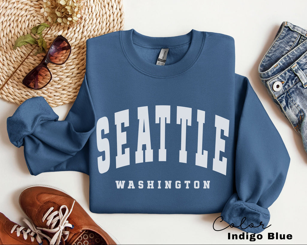 Seattle City Sweatshirt, Minimalist Seattle Fan Crewneck Sweatshirt, Vintage Seattle Sweatshirt, Preppy Sweatshirt, College Student gift,