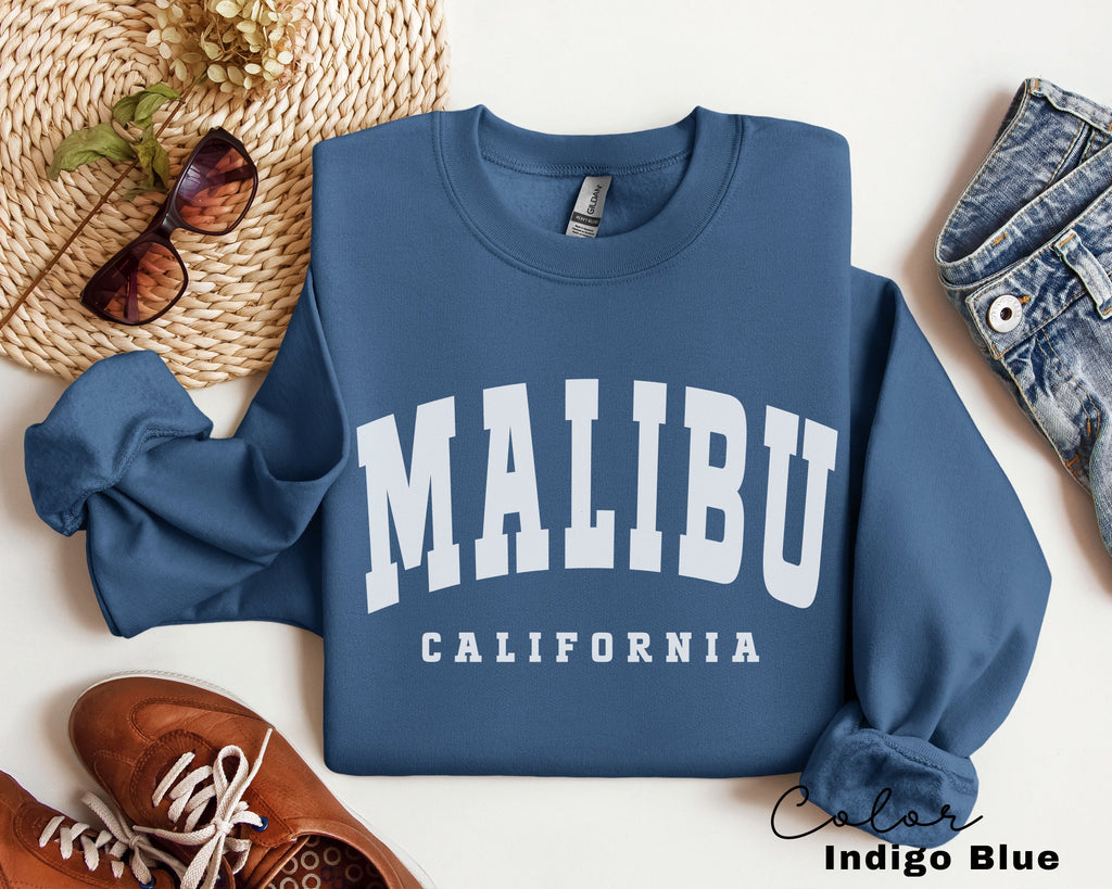 Malibu California Sweatshirt, Trendy Preppy Sweatshirt, Aesthetic College Crewneck, Oversized Minimalist Sweater, Malibu California Shirt