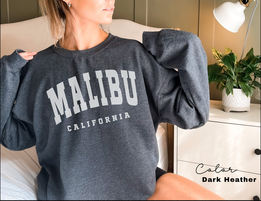 Malibu California Sweatshirt, Trendy Preppy Sweatshirt, Aesthetic College Crewneck, Oversized Minimalist Sweater, Malibu California Shirt