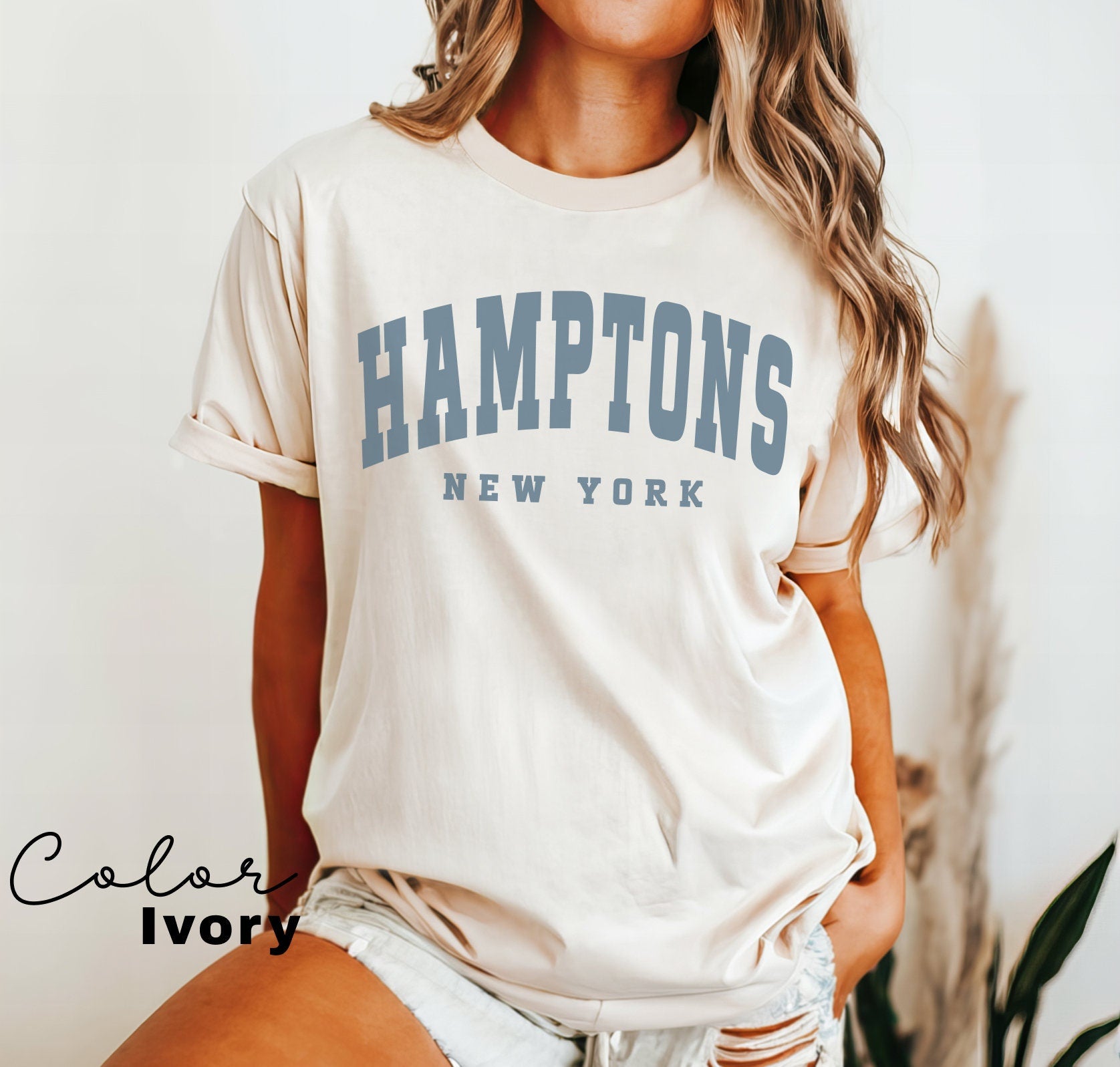 Hamptons City Shirt, Preppy Shirt, Vintage Varsity Aesthetic, Trendy Travel Destination Gift, Beach Tshirt, Vacation Shirt, New York Shirt