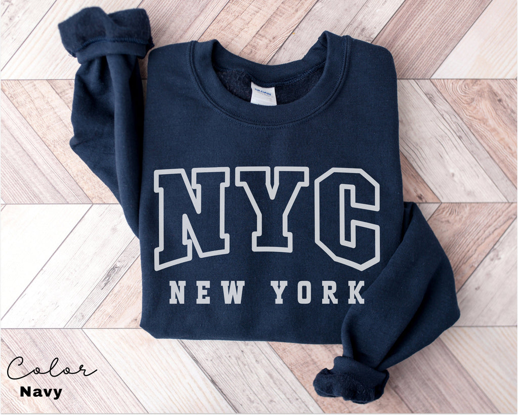 NYC Sweatshirt, New York City Sweatshirt, Trendy Varsity Sweatshirt, Aesthetic College Crewneck, Oversized Sweater, NYC Crewneck, NY Shirt