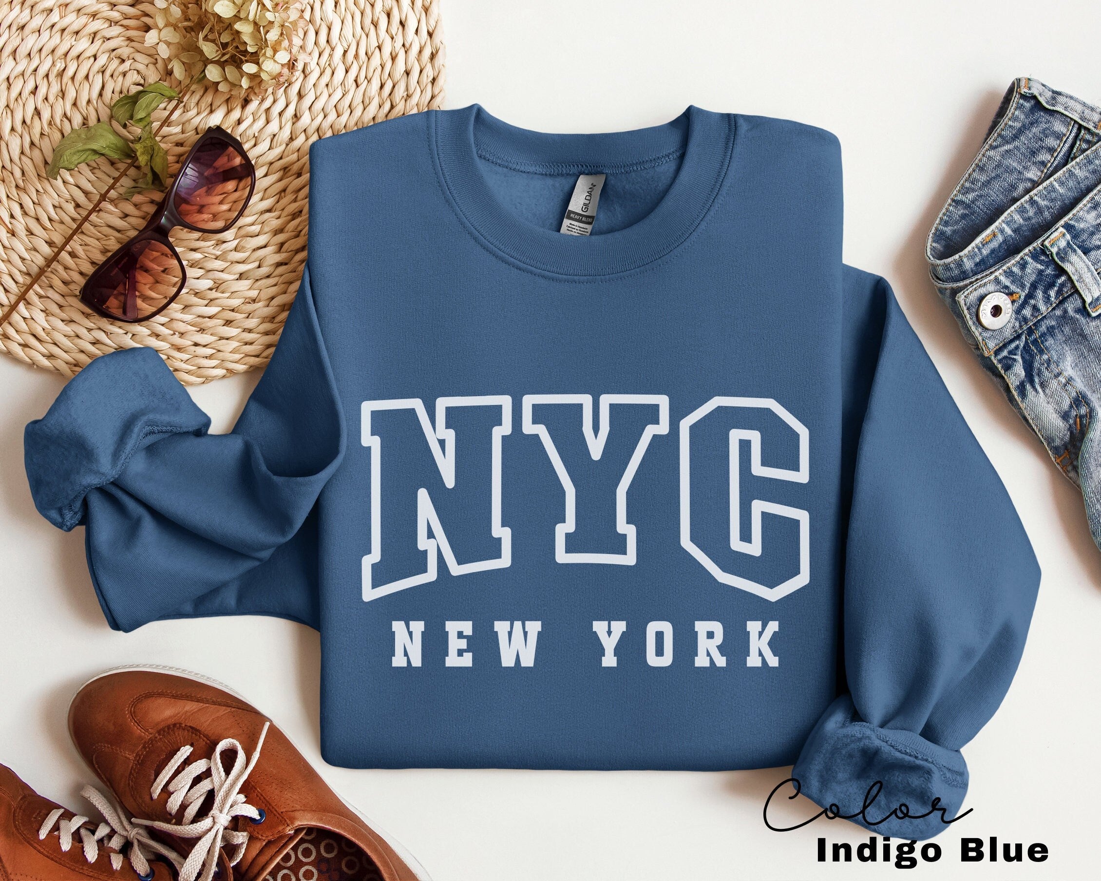 NYC Sweatshirt, New York City Sweatshirt, Trendy Varsity Sweatshirt, Aesthetic College Crewneck, Oversized Sweater, NYC Crewneck, NY Shirt