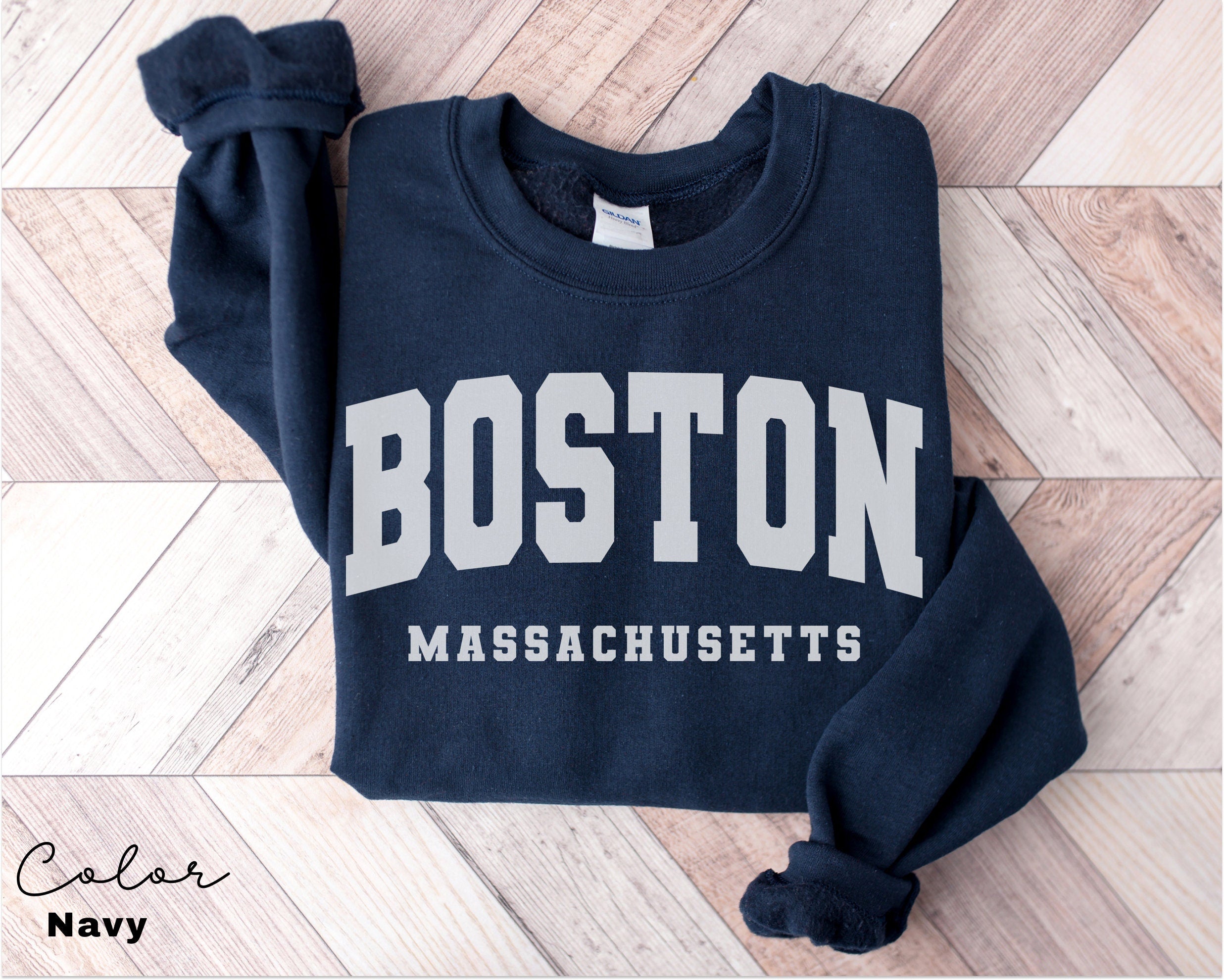 Preppy Boston Sweatshirt, Boston Pullover, Vintage Varsity Aesthetic, Trendy Travel Destination Gift, Boston Massachusetts Sweatshirt,