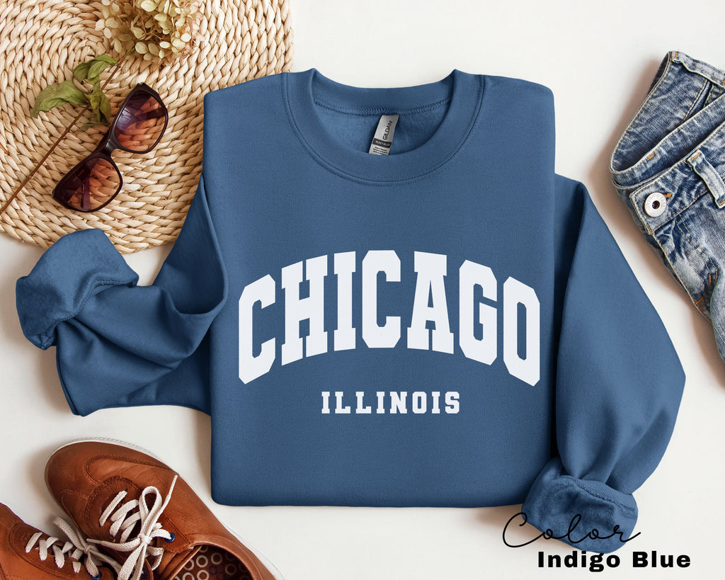 Chicago Sweatshirt, Chicago City Sweatshirt, Home State Outfit, Vacation, Chicago Lover Gift, Chicago, Illinois Sweatshirt