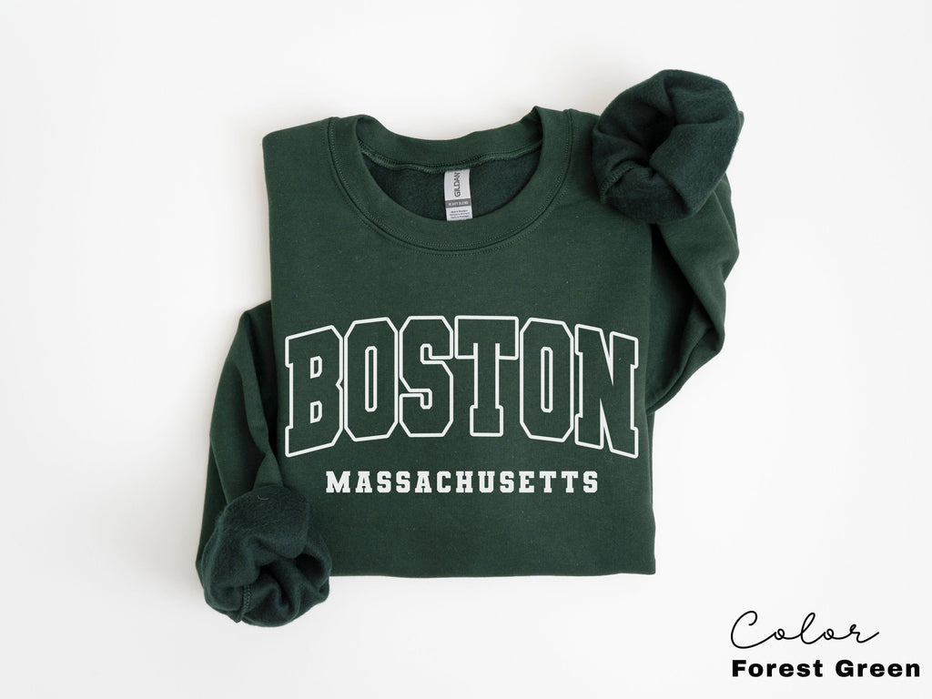 Preppy Boston Sweatshirt, Boston Pullover, Vintage Varsity Aesthetic, Trendy Travel Destination Gift, Boston Massachusetts Sweatshirt,