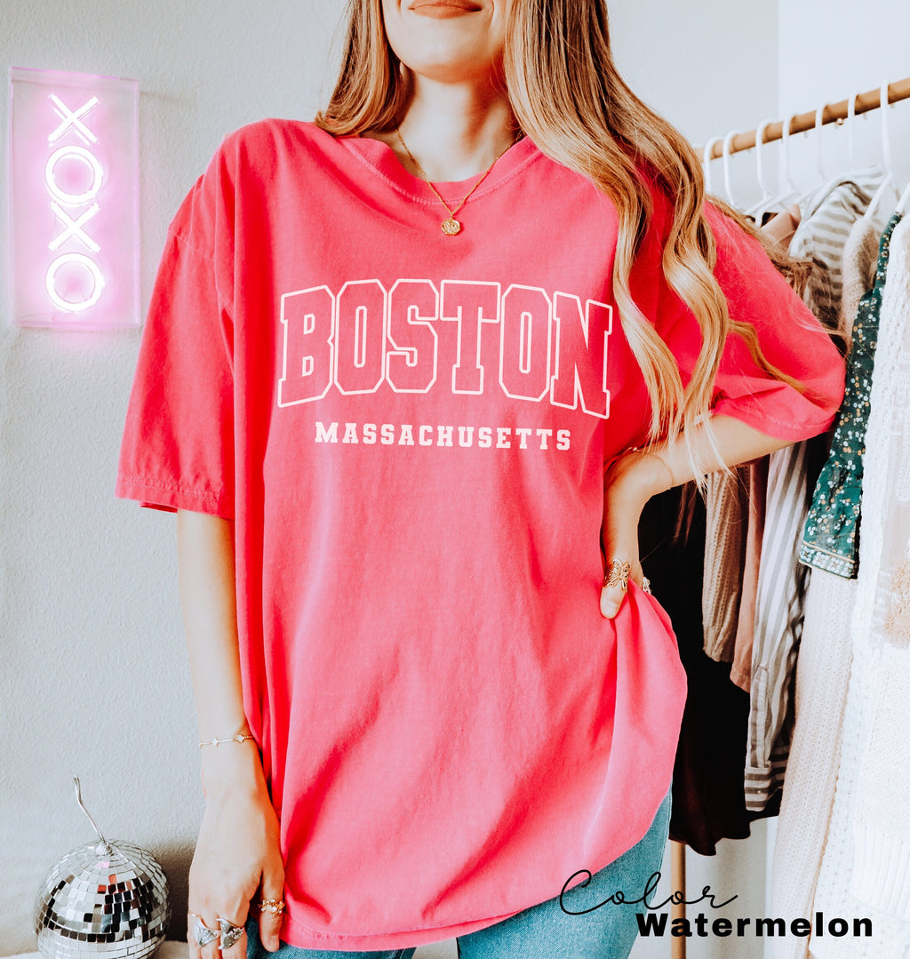 Boston Massachusetts T-Shirt, Boston Comfort Colors, Unisex T-Shirt, Boston Trip Tee, Massachusetts T-Shirt, Travel Shirt, Boston Lover