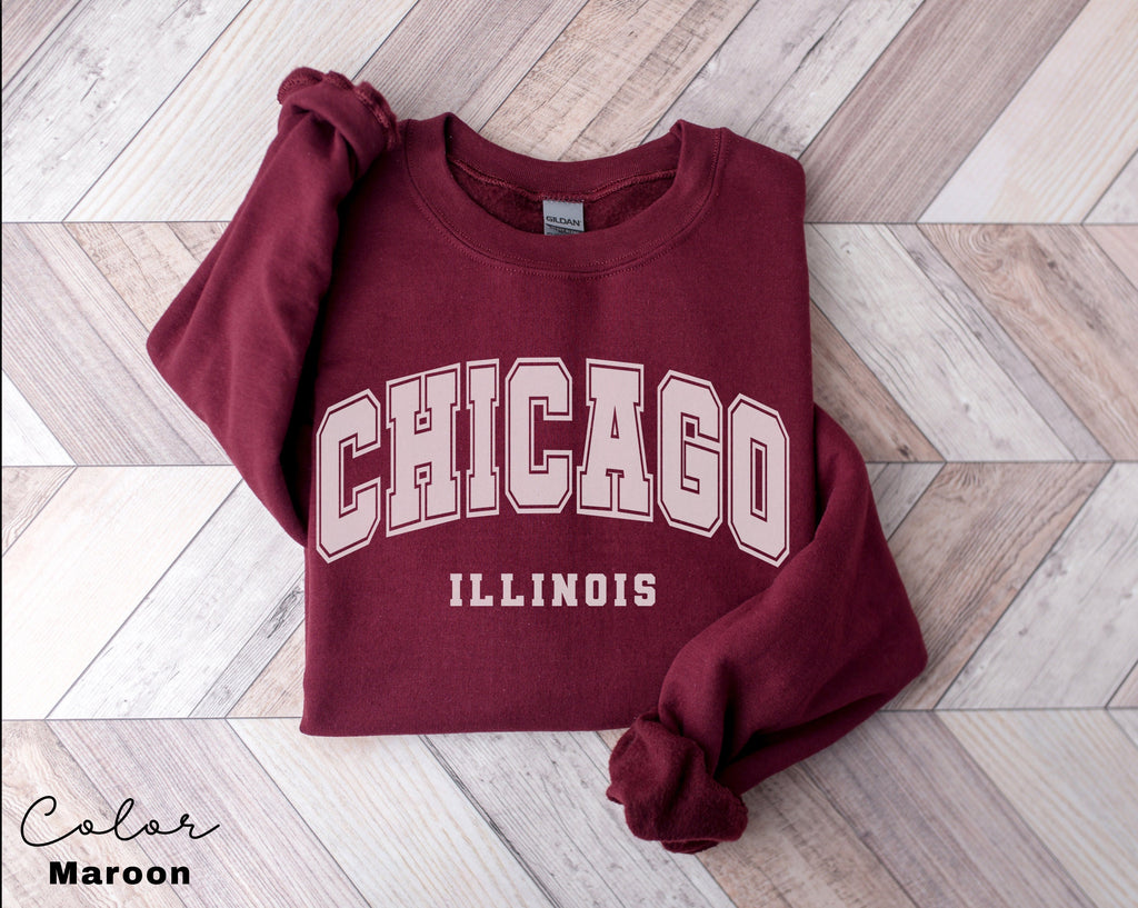 Chicago Sweatshirt, Chicago City Sweatshirt, Home State Outfit, Vacation, Chicago Lover Gift, Chicago, Illinois Sweatshirt