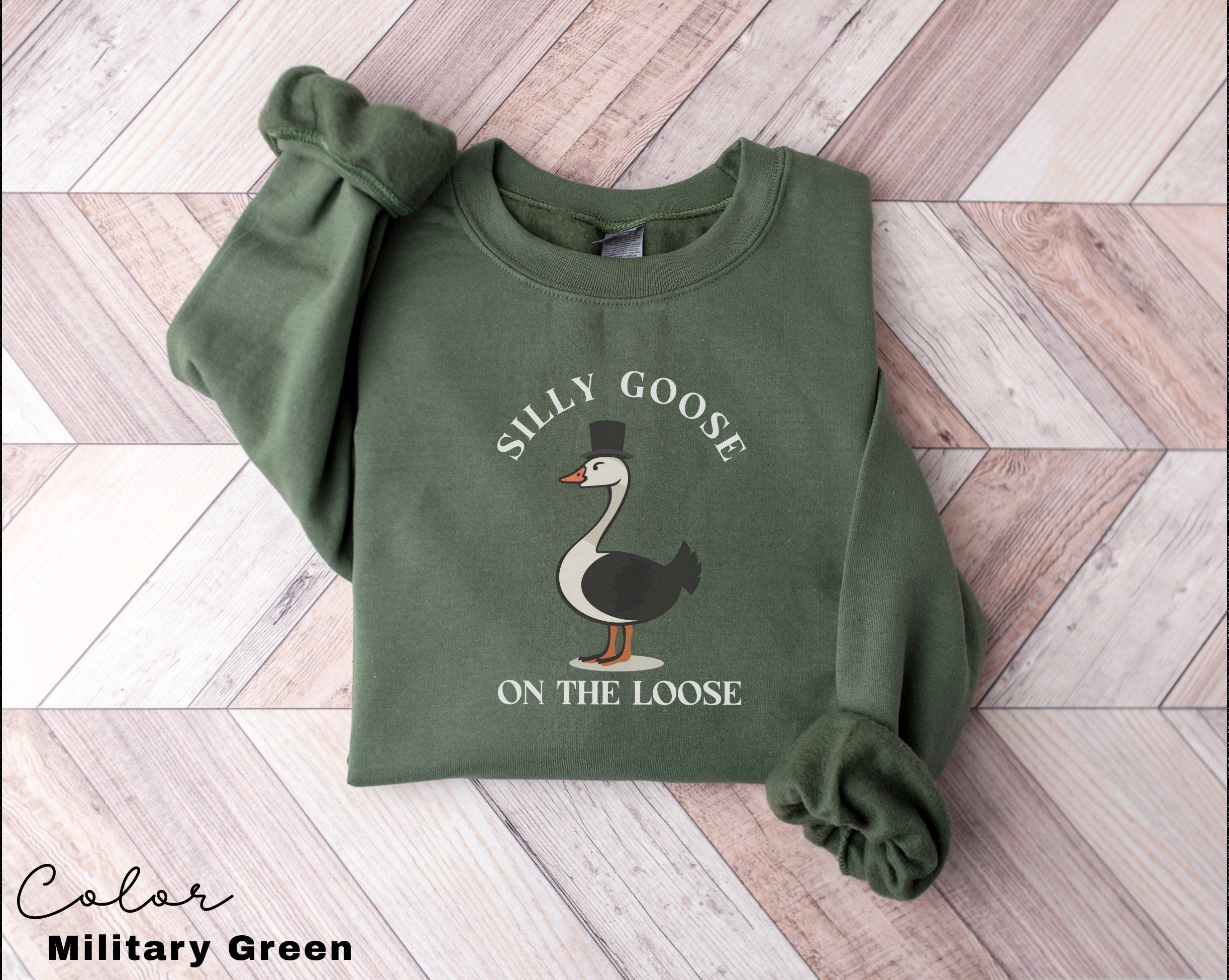 Silly Goose on the Loose Sweatshirt, Funny Goose Outfit, Goose Lover Tee, Goose Couple Clothing, Sarcastic Goose Gifts, Animal Sweatshirt,