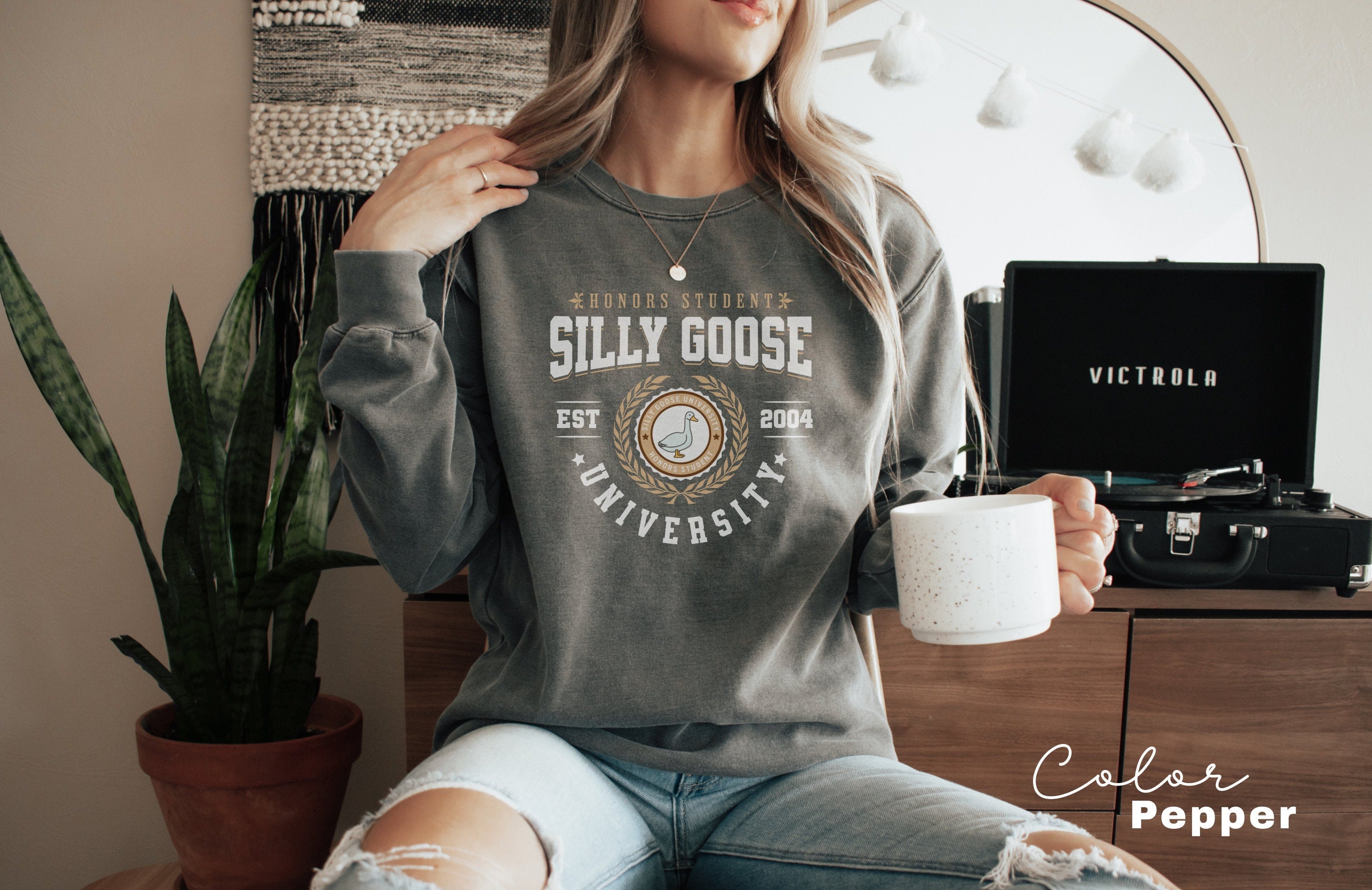 Silly Goose University Crewneck Sweatshirt Unisex Silly Goose Comfort Colors Sweatshirt Funny College Student Graduate School Gift