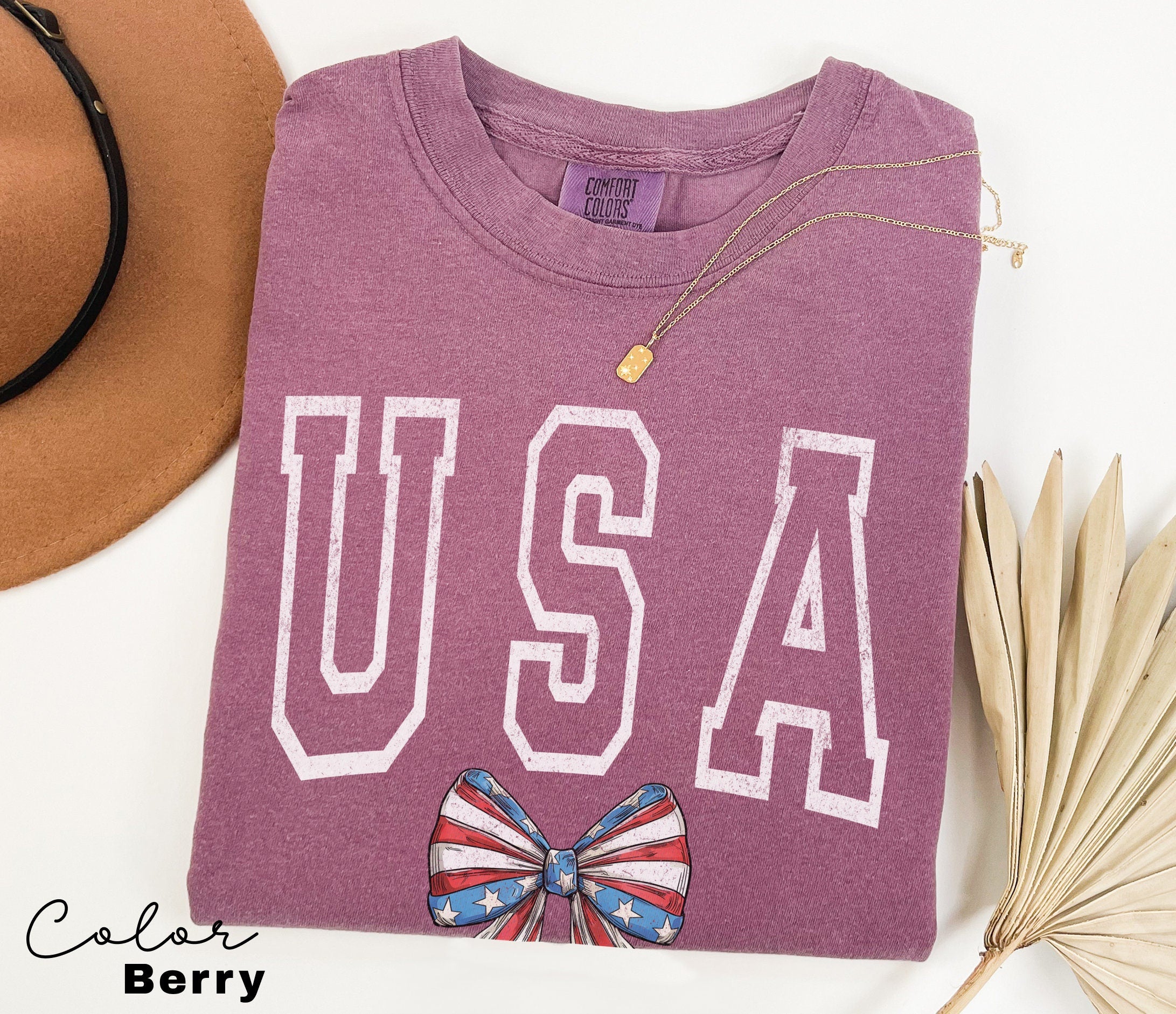 USA Flag Shirt 4th of July Shirt Big USA Tshirt Bow Comfort Colors Usa Flag Tee Usa Comfort Colors Tee Usa Shirt Gift