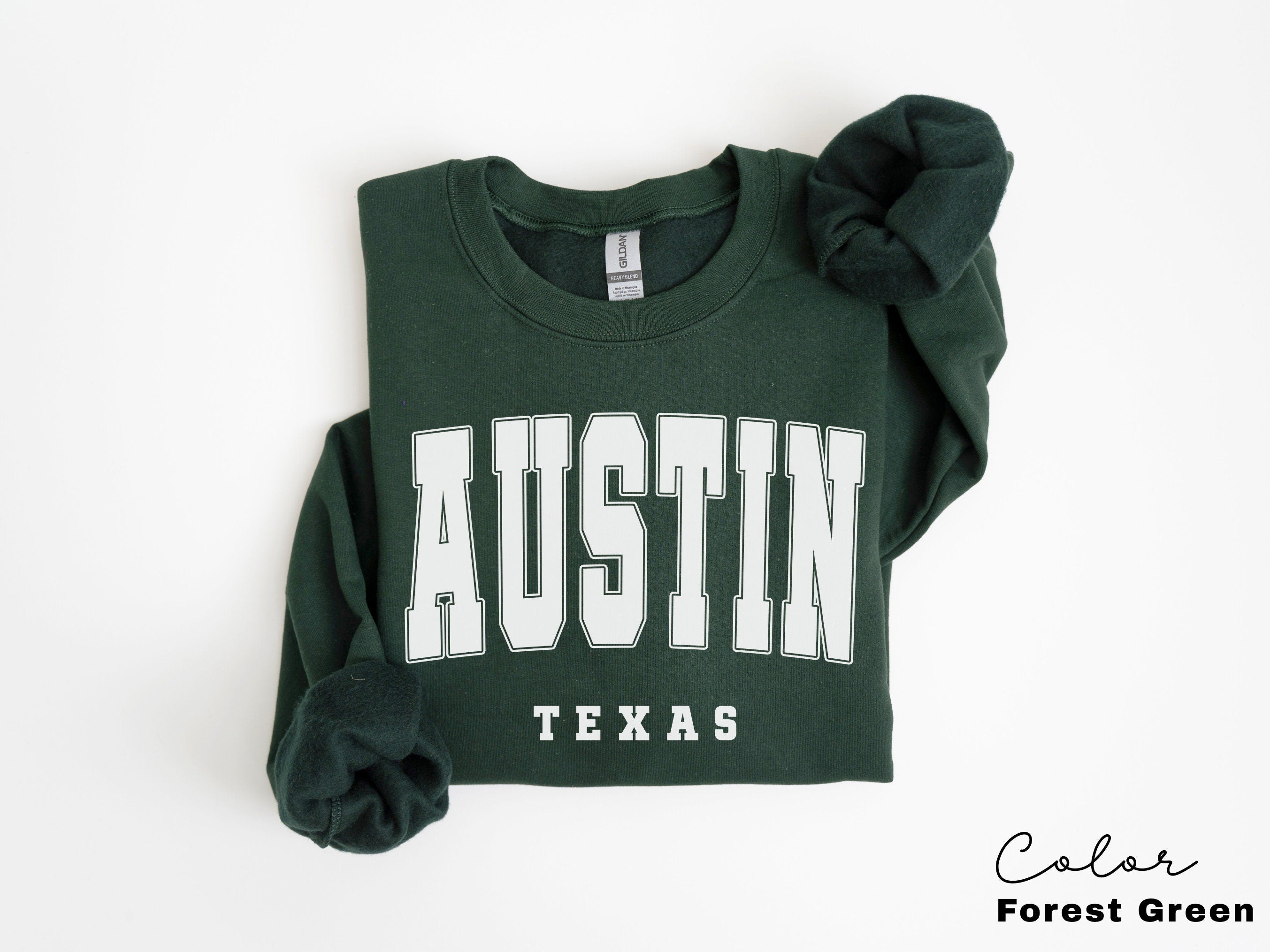 Austin Texas City Sweatshirt, Austin Pullover, Vintage Varsity Aesthetic, Travel Destination, Unisex Crewneck, College Style, Gift for Her