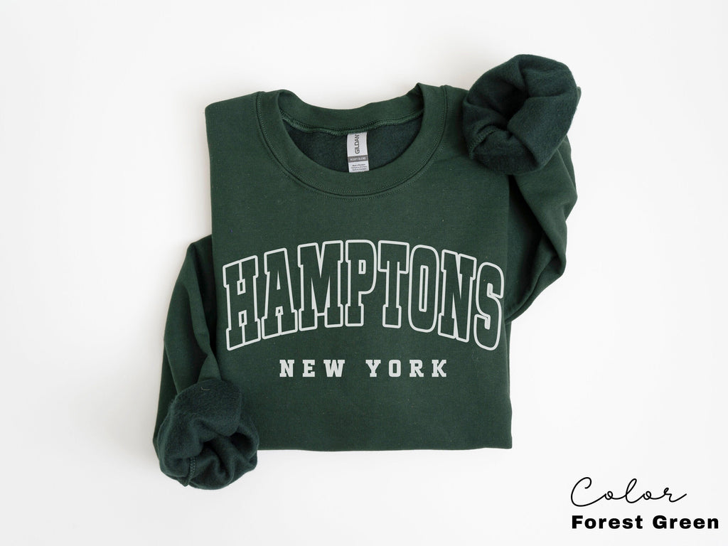 Hamptons City Sweatshirt, New York Pullover, Vintage Varsity Aesthetic, Trendy Travel Destination Gift, Unisex Crewneck Sweatshirt