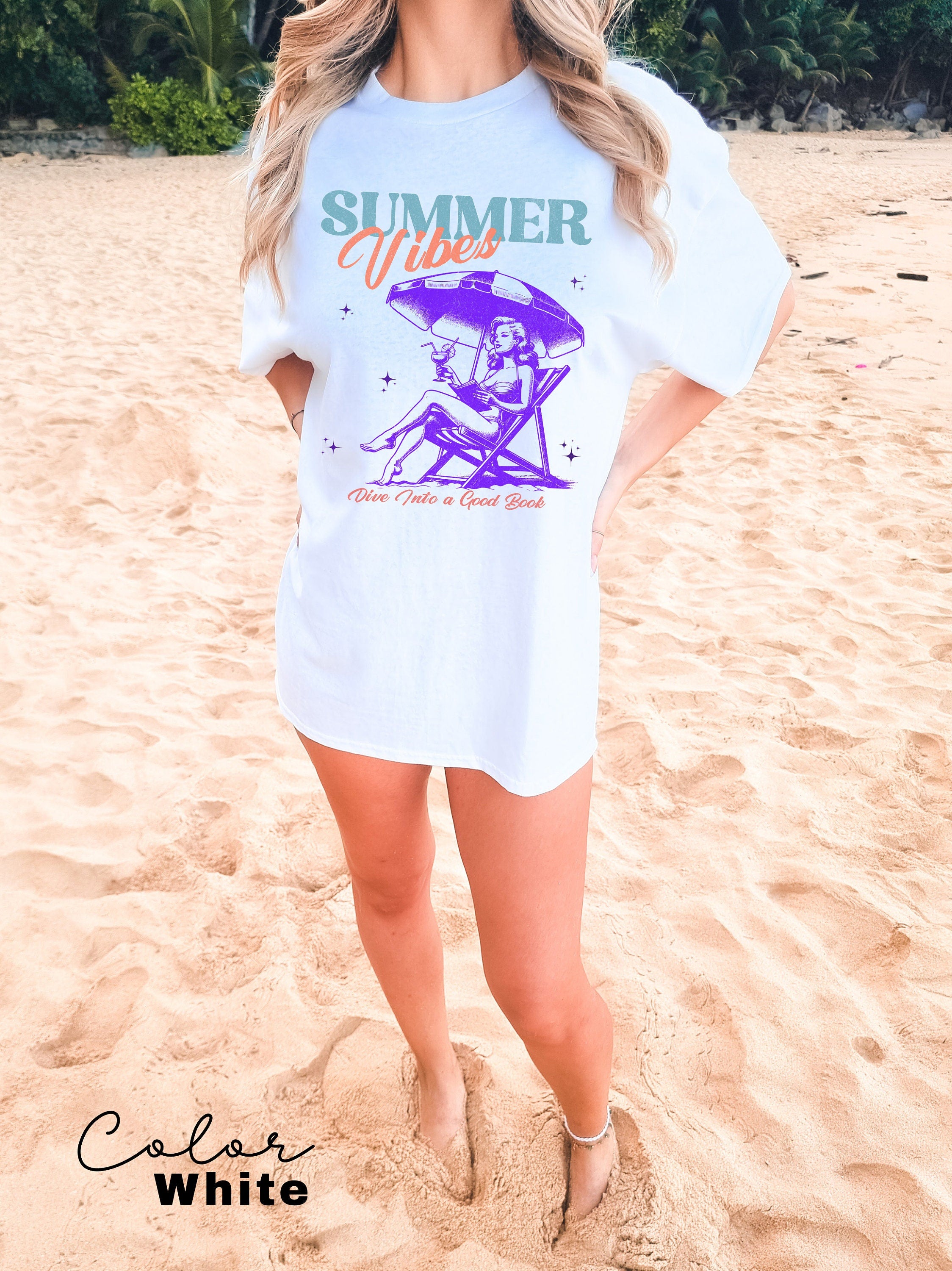 Book Girl Summer Shirt, Beach Book Lover Summer Bookish Funny Reader Oversized Beach Shirt Bookish Vacation Shirt Coconut Girl Romance Book