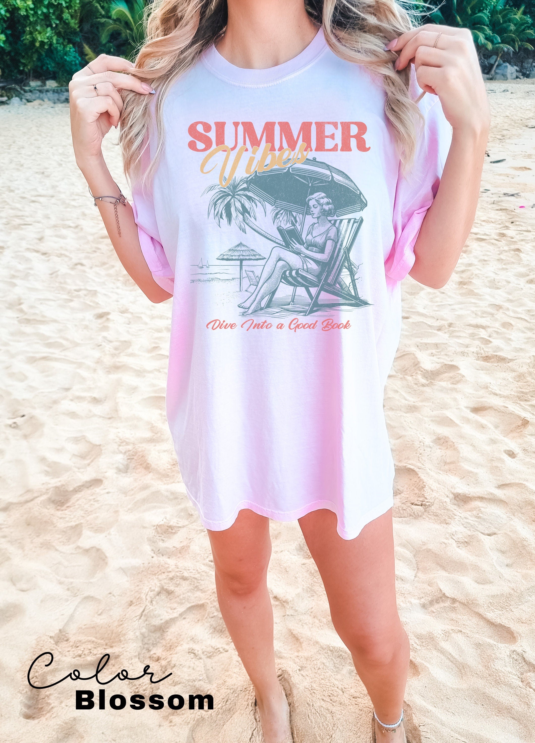 Book Girl Summer Shirt, Beach Book Lover Summer Bookish Funny Reader Oversized Beach Shirt Bookish Vacation Shirt Coconut Girl Romance Book