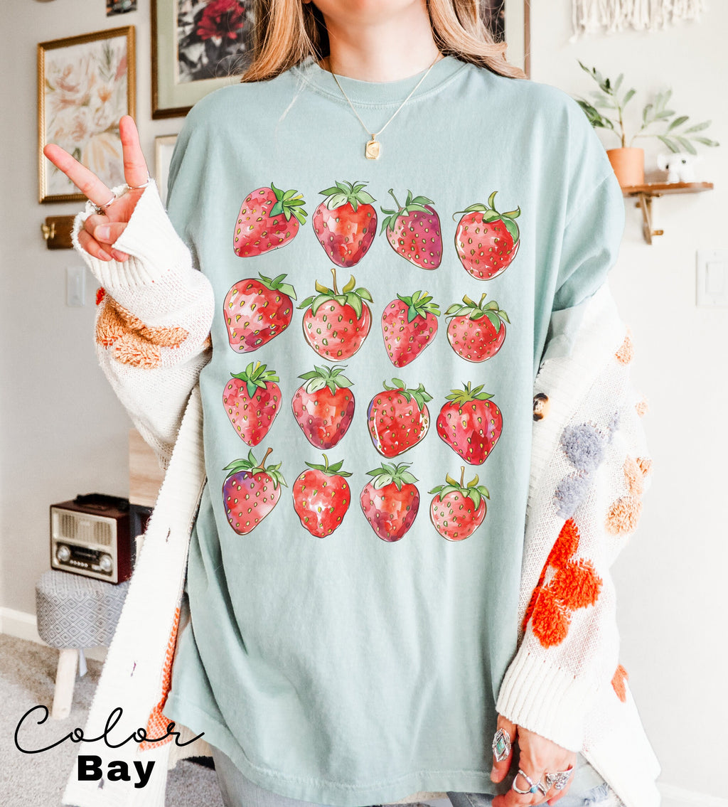 Summer Strawberry Shirt, Fruit Shirt, Cottagecore Berries Tshirt, Strawberry Aesthetic, Botanical Garden, Beach Vacation, Cute Tropical Tee