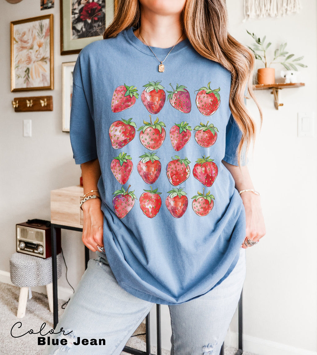 Summer Strawberry Shirt, Fruit Shirt, Cottagecore Berries Tshirt, Strawberry Aesthetic, Botanical Garden, Beach Vacation, Cute Tropical Tee