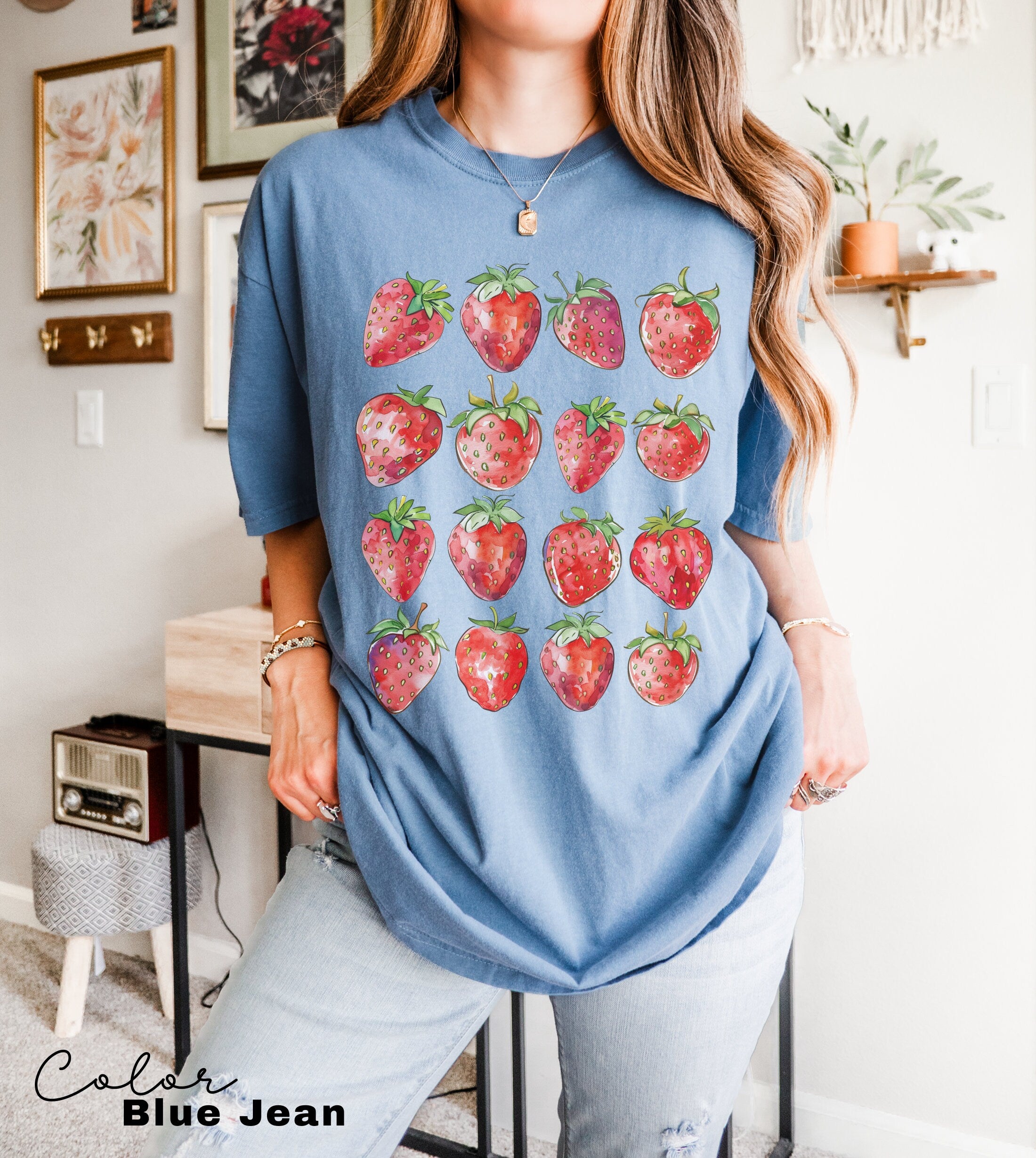 Summer Strawberry Shirt, Fruit Shirt, Cottagecore Berries Tshirt, Strawberry Aesthetic, Botanical Garden, Beach Vacation, Cute Tropical Tee
