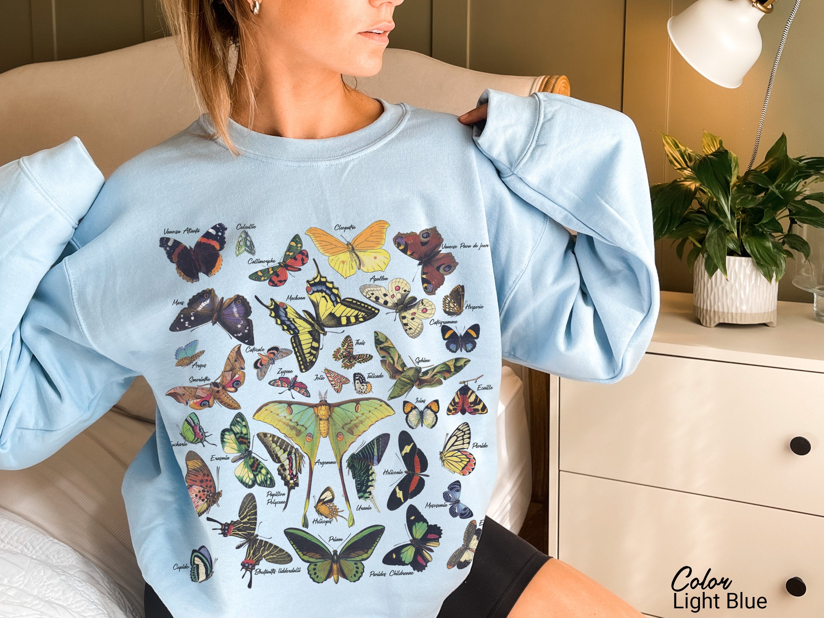 Vintage Butterfly Sweatshirt, Moth Aesthetic Sweatshirt, Nature Lover , Cottagecore, Forestcore, Floral Moth Sweatshirt, Dark Academia
