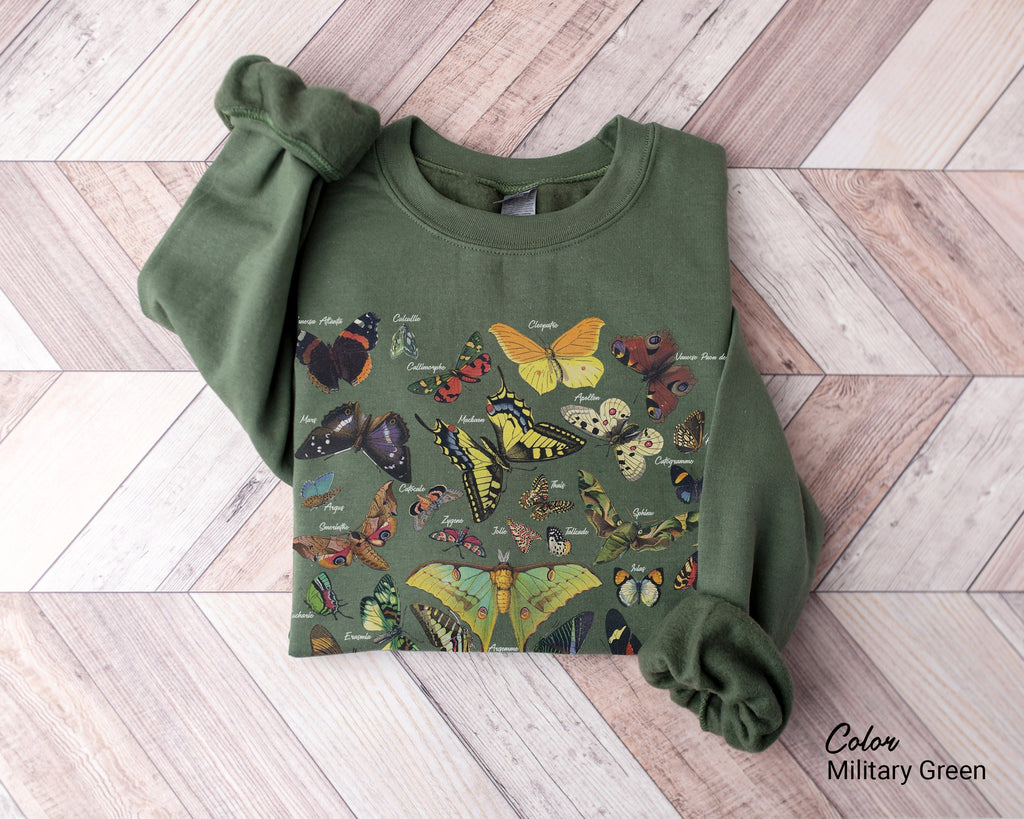 Vintage Butterfly Sweatshirt, Moth Aesthetic Sweatshirt, Nature Lover , Cottagecore, Forestcore, Floral Moth Sweatshirt, Dark Academia