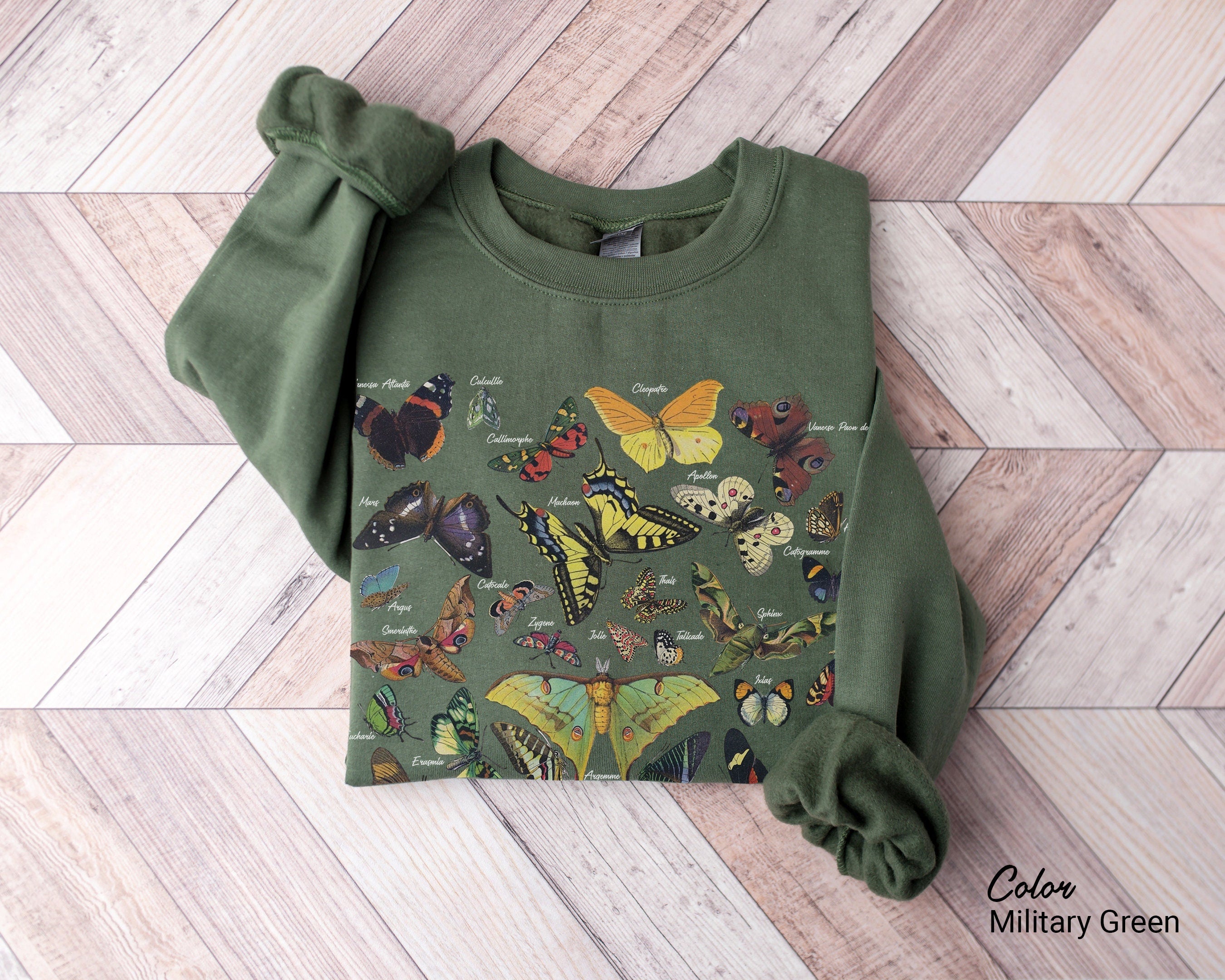 Vintage Butterfly Sweatshirt, Moth Aesthetic Sweatshirt, Nature Lover , Cottagecore, Forestcore, Floral Moth Sweatshirt, Dark Academia