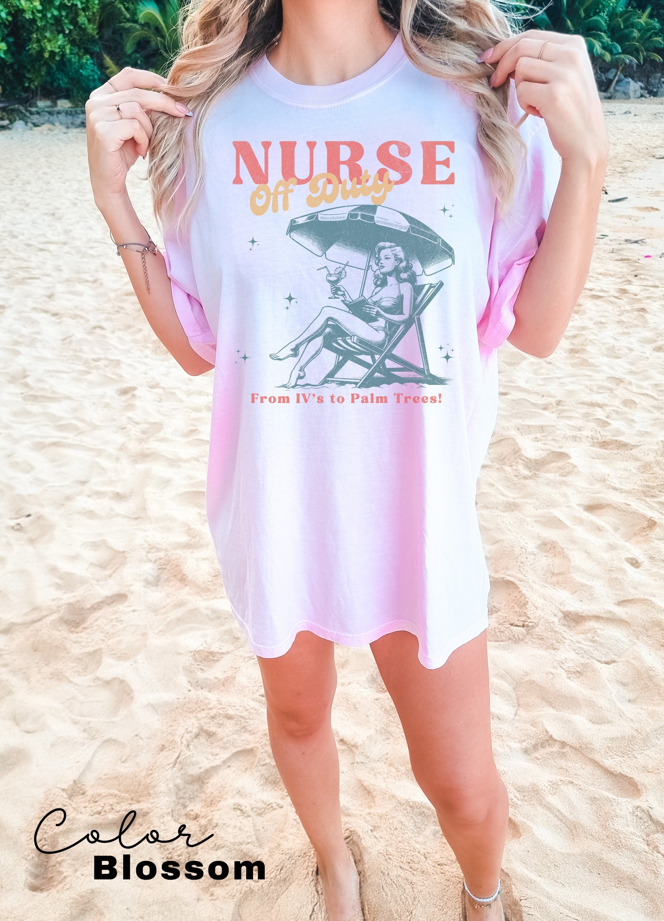 Retro Nurse Shirt, Nurse Off Duty Summer Shirt, Nurse Practitioner, Registered Nurse, Nurse Appreciation, ER Nurse, Vacation Beach Shirt