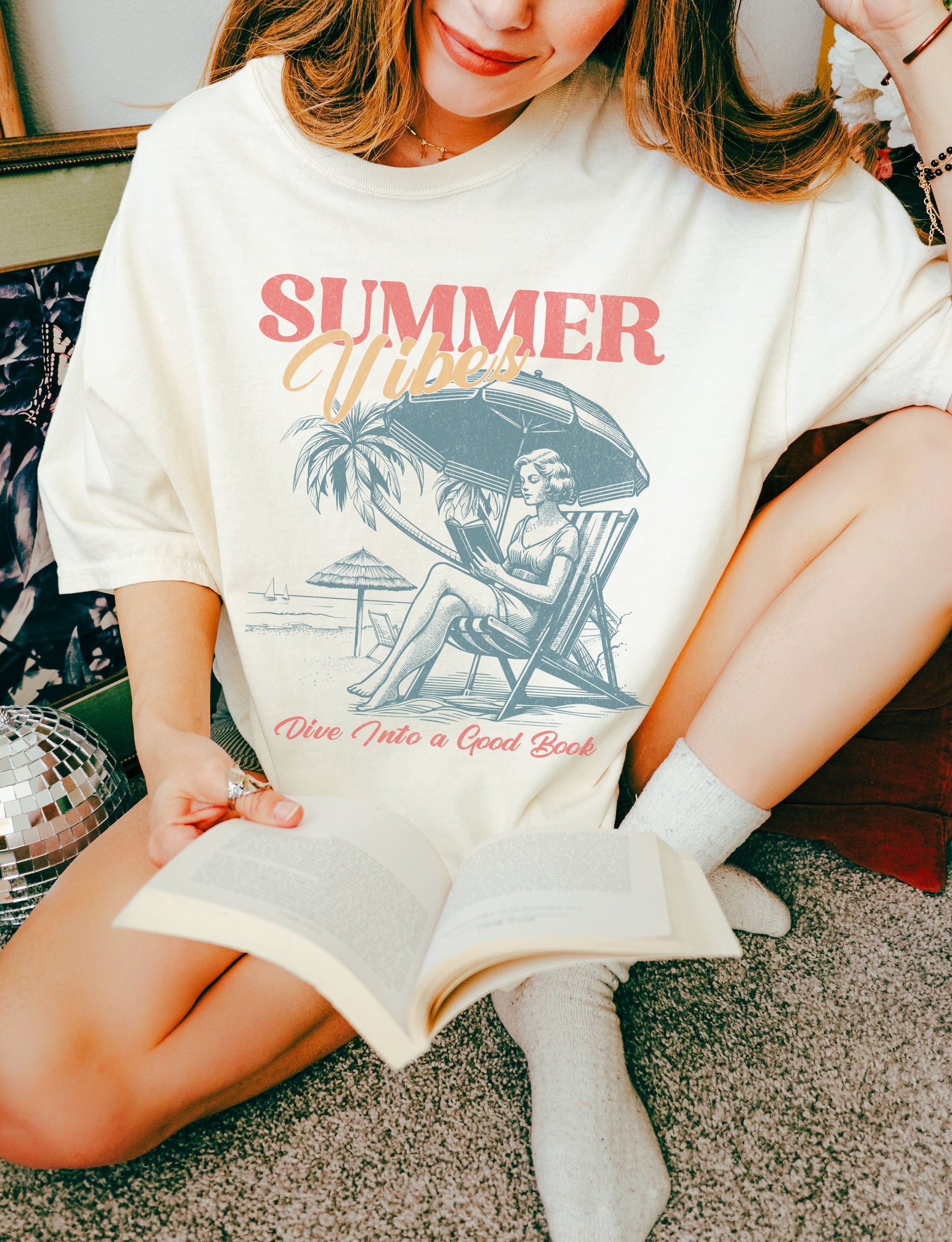 Book Girl Summer Shirt, Beach Book Lover Summer Bookish Funny Reader Oversized Beach Shirt Bookish Vacation Shirt Coconut Girl Romance Book