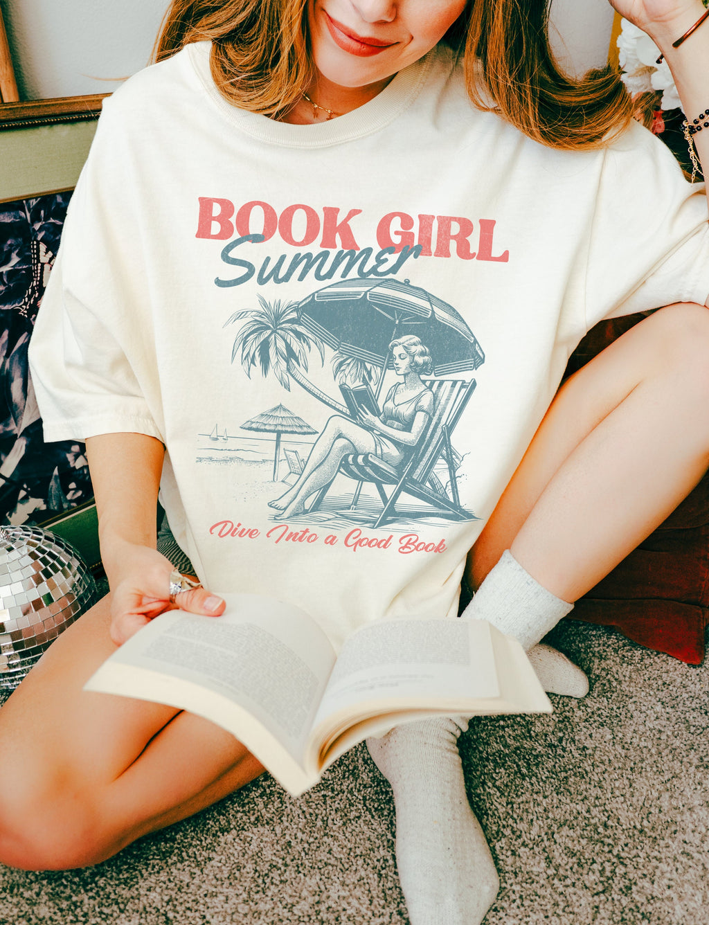 Book Girl Summer Shirt, Beach Book Lover Summer Bookish Funny Reader Oversized Beach Shirt Bookish Vacation Shirt Coconut Girl Romance Book