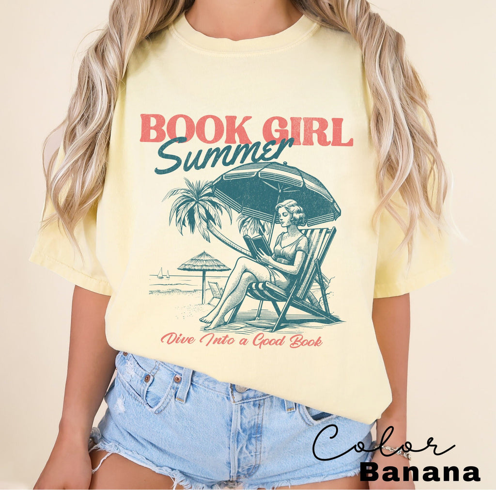 Book Girl Summer Shirt, Beach Book Lover Summer Bookish Funny Reader Oversized Beach Shirt Bookish Vacation Shirt Coconut Girl Romance Book