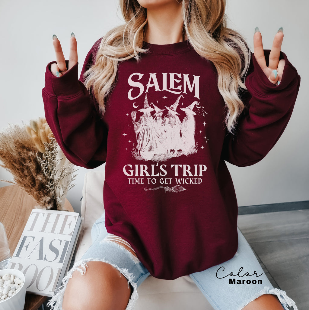 Girls Trip Salem Sweatshirt, Vintage Halloween, Retro Halloween, Halloween Witch Sweatshirt, Salem Massachusetts, Salem Witch