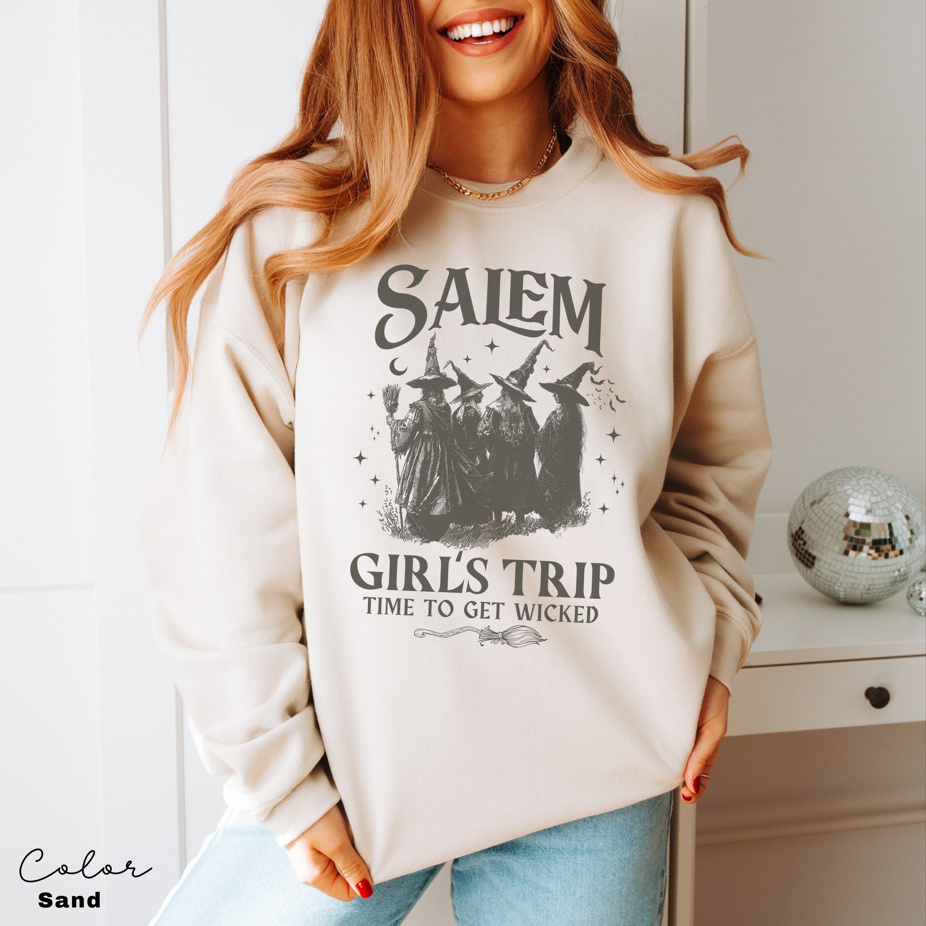 Girls Trip Salem Sweatshirt, Vintage Halloween, Retro Halloween, Halloween Witch Sweatshirt, Salem Massachusetts, Salem Witch