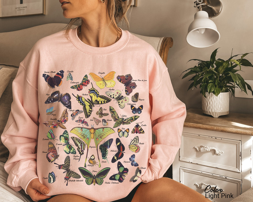 Vintage Butterfly Sweatshirt, Moth Aesthetic Sweatshirt, Nature Lover , Cottagecore, Forestcore, Floral Moth Sweatshirt, Dark Academia