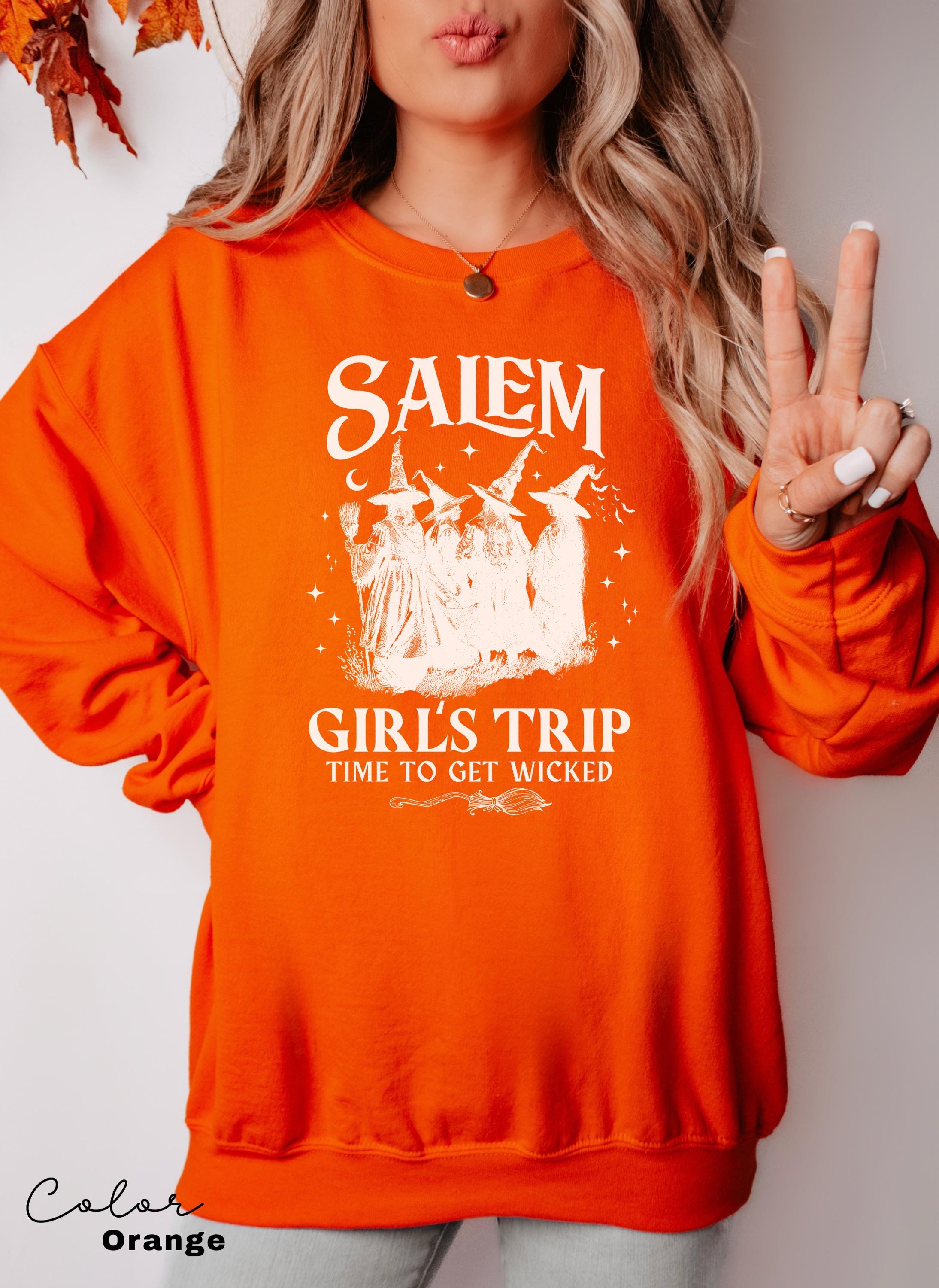 Girls Trip Salem Sweatshirt Custom, Vintage Halloween, Retro Halloween, Personalized Halloween Sweatshirt, Salem Massachusetts, Salem Witch