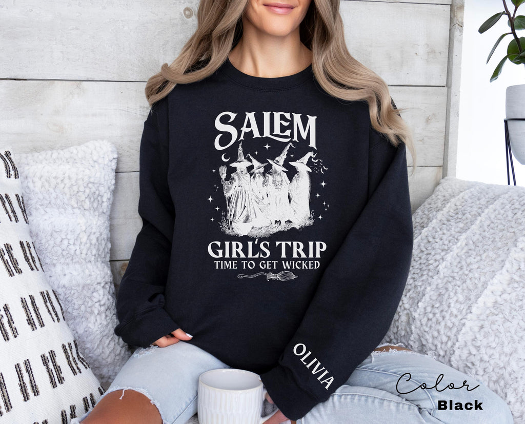 Girls Trip Salem Sweatshirt Custom, Vintage Halloween, Retro Halloween, Personalized Halloween Sweatshirt, Salem Massachusetts, Salem Witch