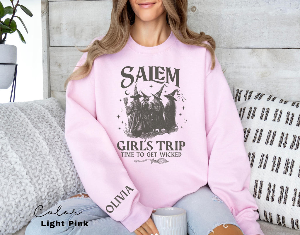 Girls Trip Salem Sweatshirt Custom, Vintage Halloween, Retro Halloween, Personalized Halloween Sweatshirt, Salem Massachusetts, Salem Witch