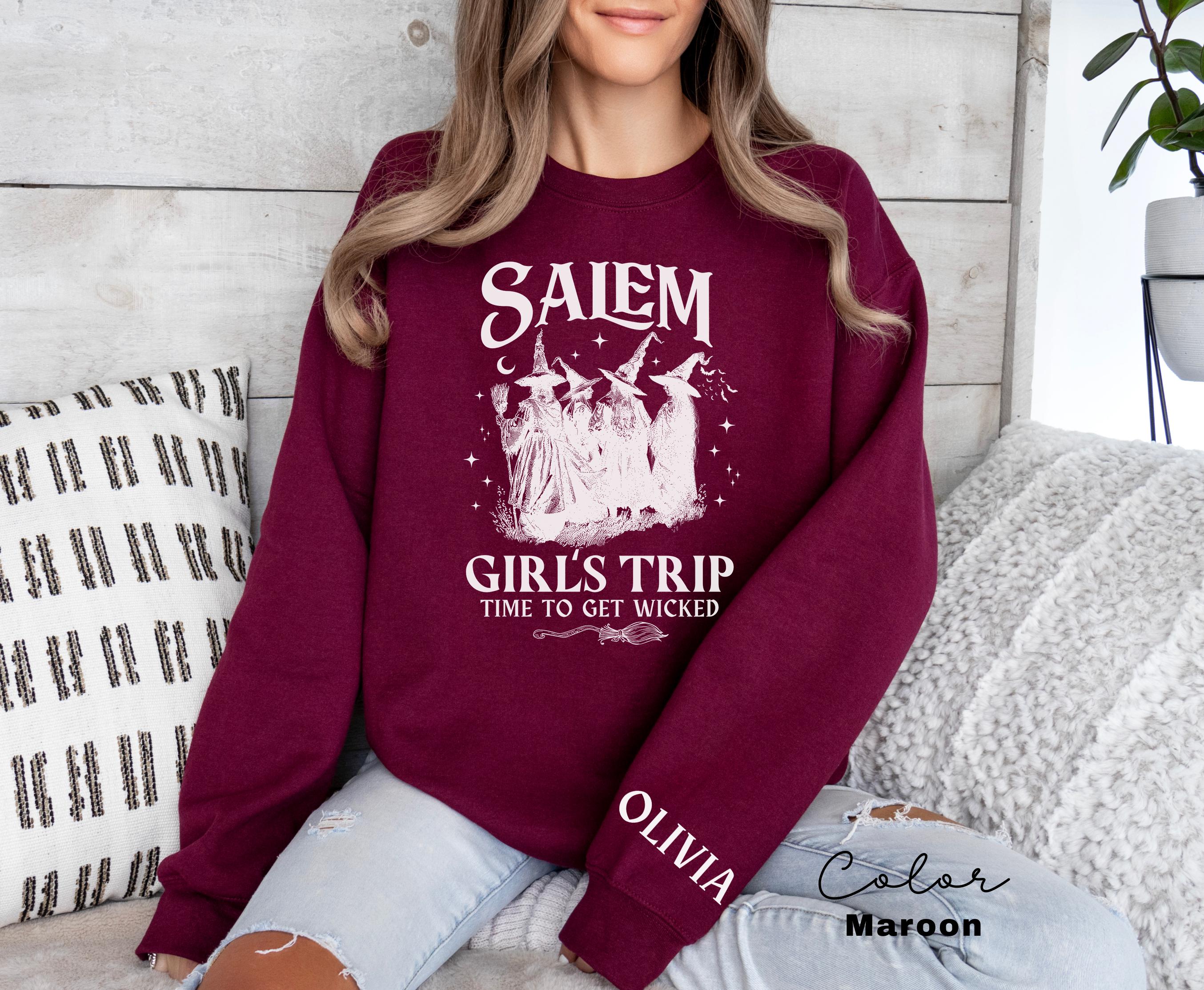 Girls Trip Salem Sweatshirt Custom, Vintage Halloween, Retro Halloween, Personalized Halloween Sweatshirt, Salem Massachusetts, Salem Witch