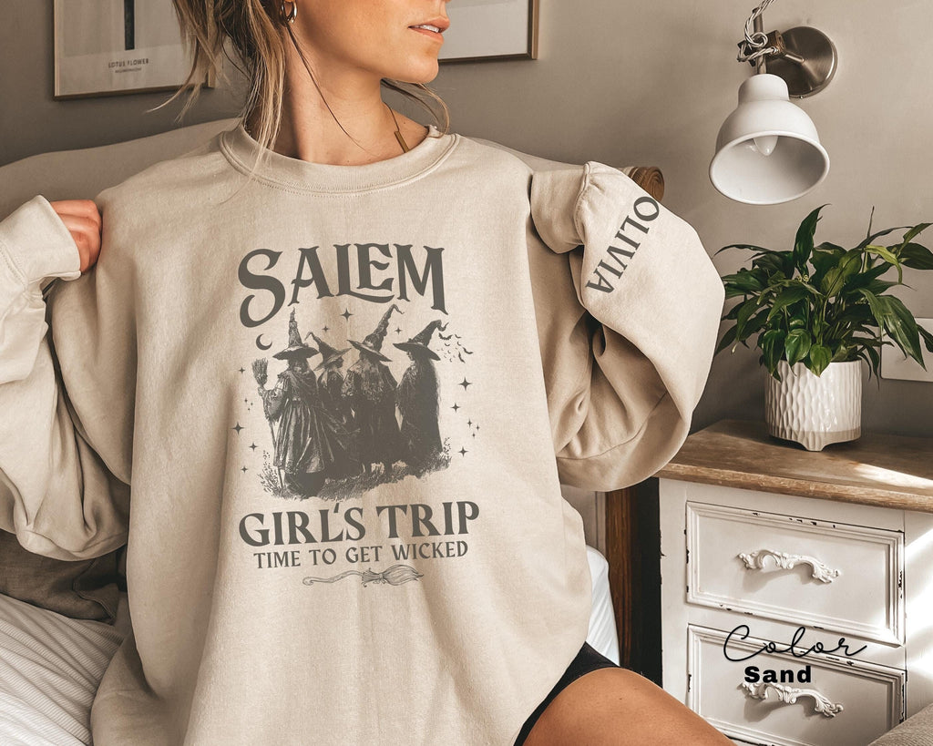 Girls Trip Salem Sweatshirt Custom, Vintage Halloween, Retro Halloween, Personalized Halloween Sweatshirt, Salem Massachusetts, Salem Witch