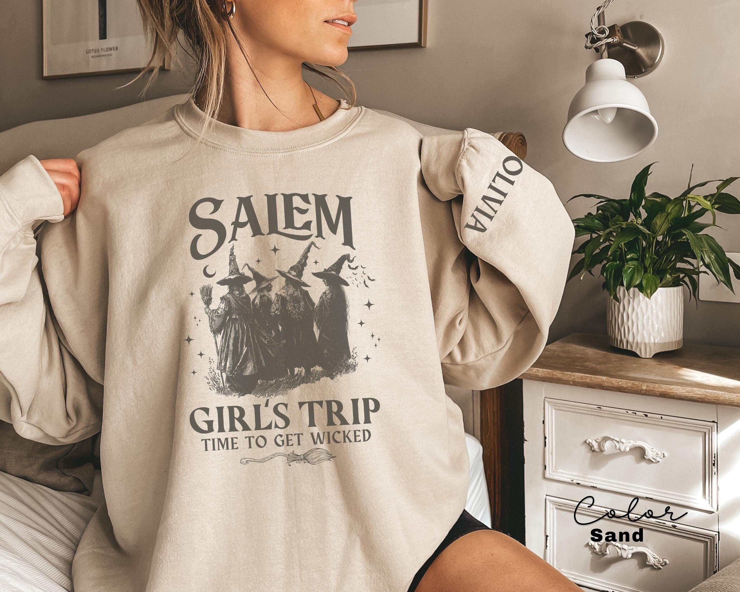 Girls Trip Salem Sweatshirt Custom, Vintage Halloween, Retro Halloween, Personalized Halloween Sweatshirt, Salem Massachusetts, Salem Witch