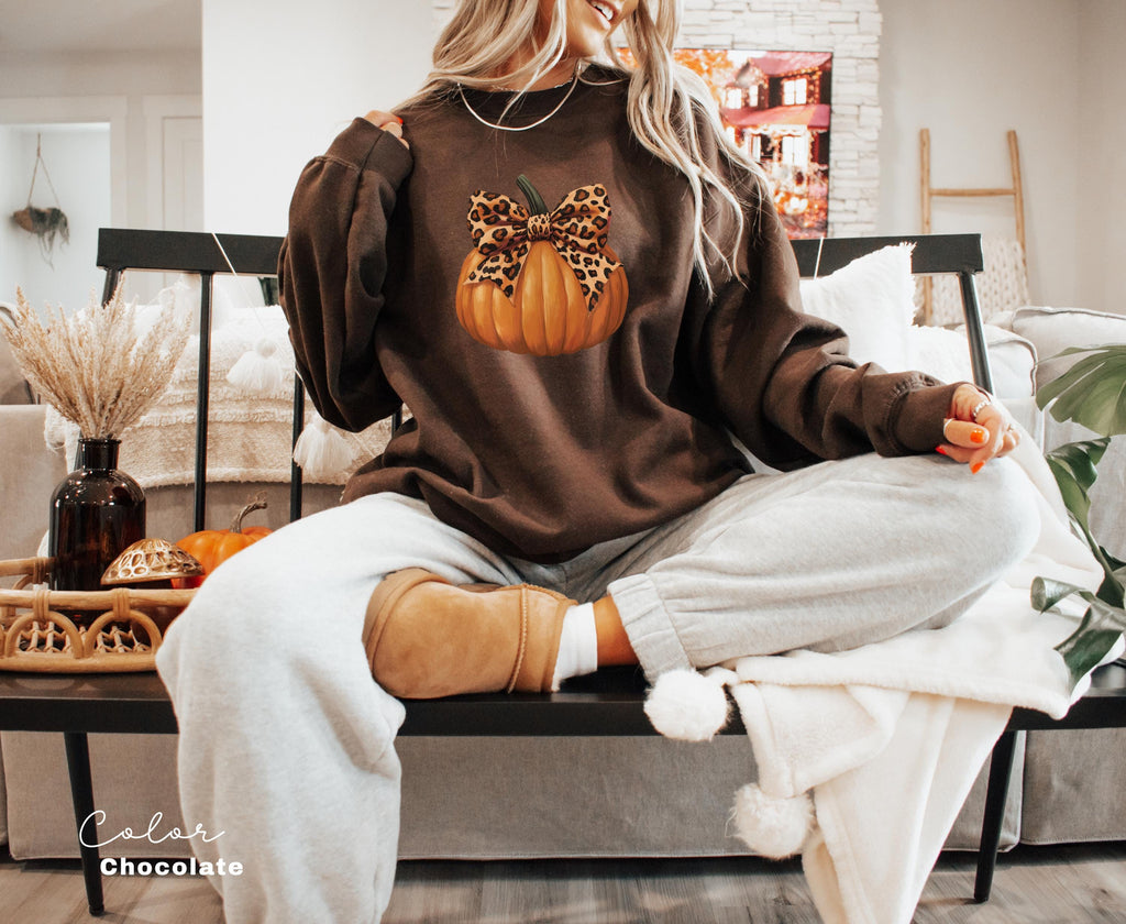 Leopard Pumpkin Season Sweatshirt, Fall Pumpkin Coquette Bow Sweater, Fall Vibes Shirt, Fall Season Shirt, Halloween Patch Shirt,