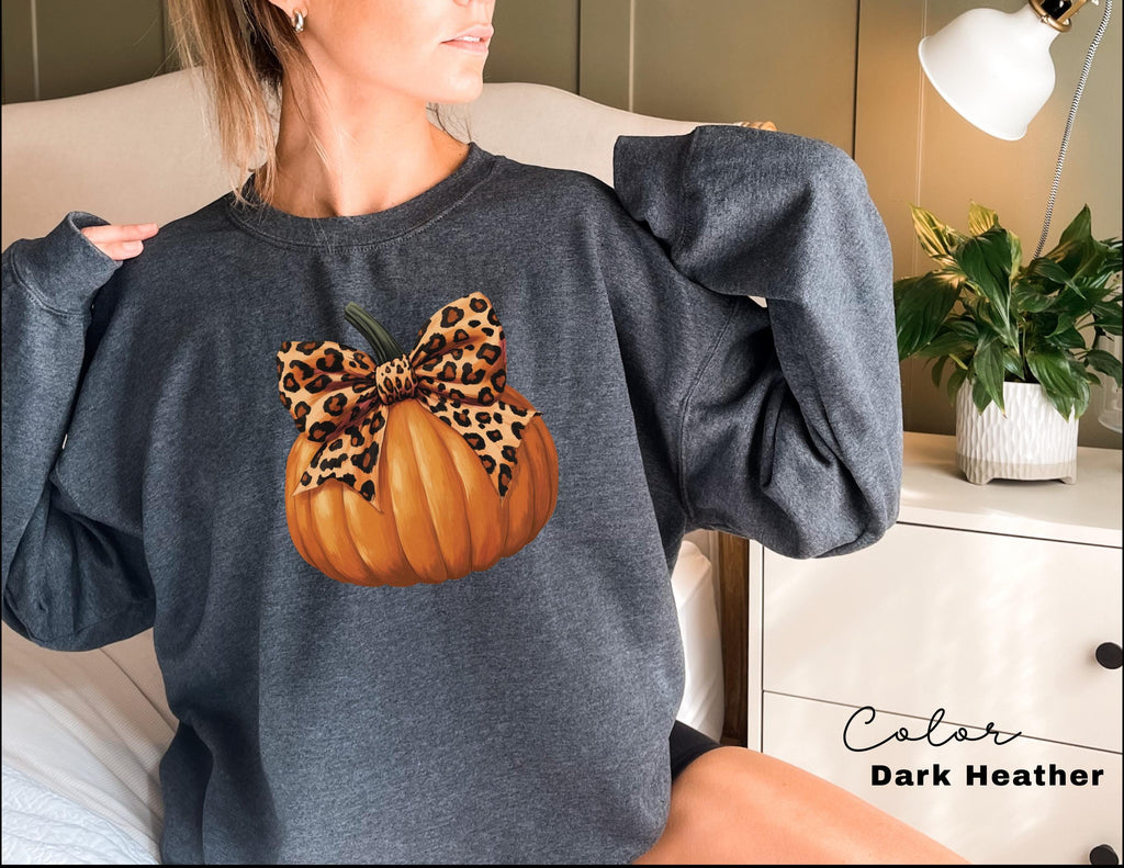 Leopard Pumpkin Season Sweatshirt, Fall Pumpkin Coquette Bow Sweater, Fall Vibes Shirt, Fall Season Shirt, Halloween Patch Shirt,