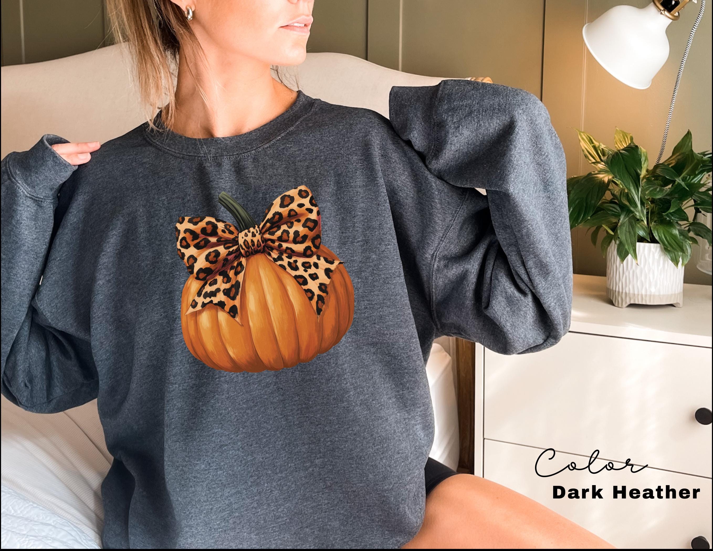 Leopard Pumpkin Season Sweatshirt, Fall Pumpkin Coquette Bow Sweater, Fall Vibes Shirt, Fall Season Shirt, Halloween Patch Shirt,