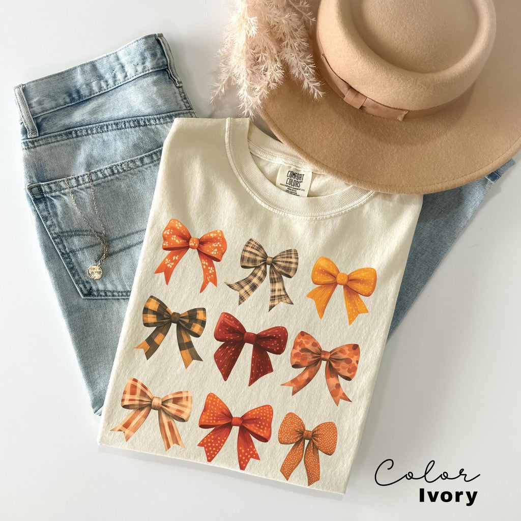 Coquette Bow Shirt Fall, Fall Coquette Bow Sweatshirt, Autumn Pumpkin Tee, Fall T-Shirt , Comfort Colors® Shirt, Thanksgiving Shirt, Gift