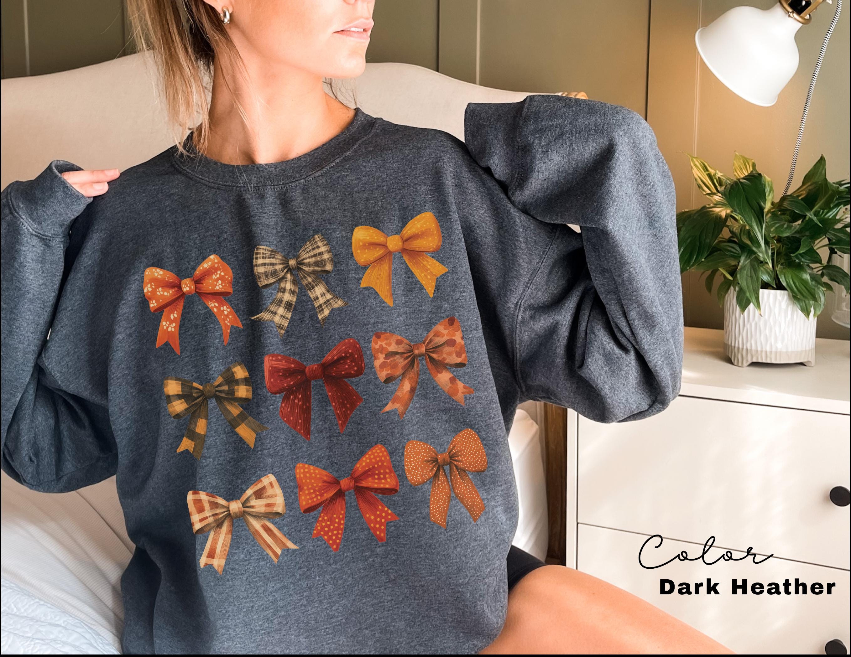 Coquette Bow Sweatshirt Fall, Vintage Fall Sweatshirt, Autumn Pumpkin Tee, Fall T-Shirt , Comfort Colors® Shirt, Thanksgiving Shirt,
